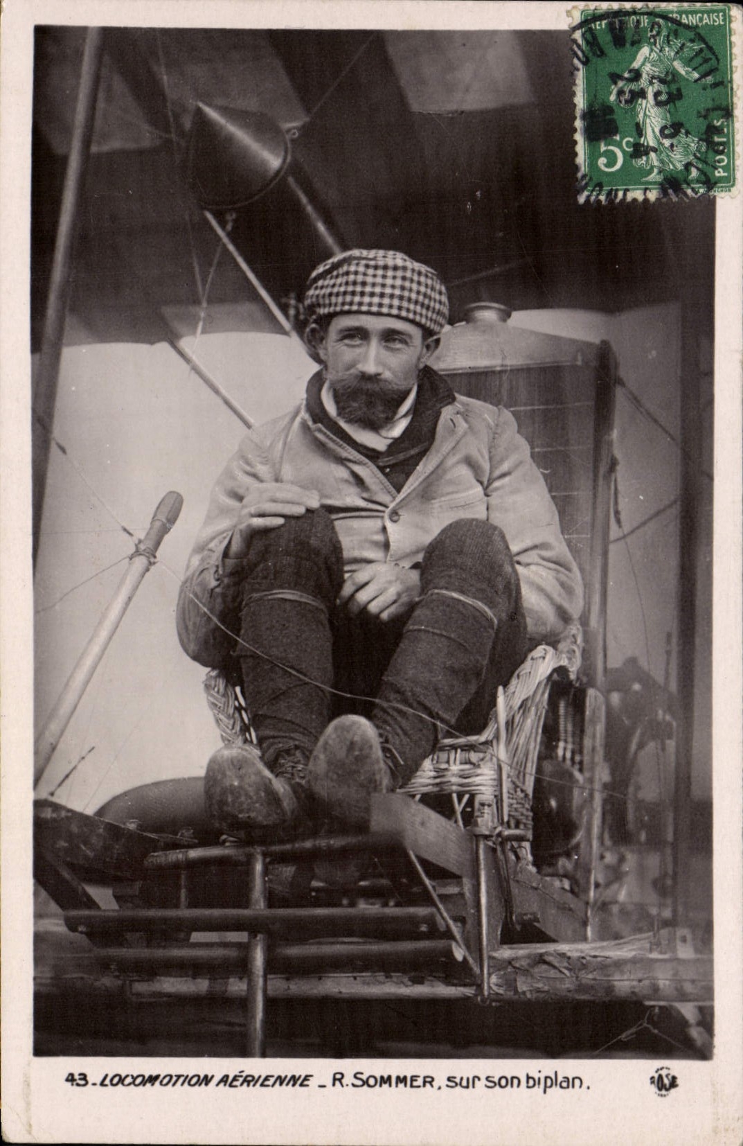 VINTAGE POSTCARD Plane Aviation R To summon on its biplane