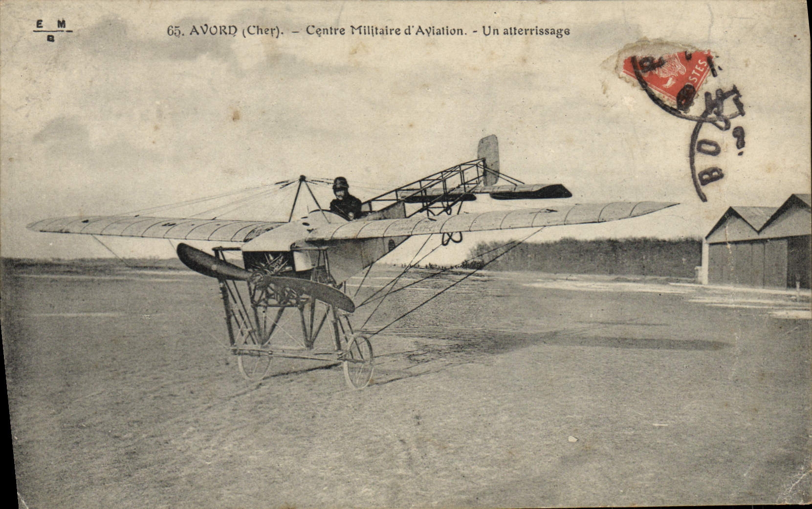 VINTAGE POSTCARD Avion Avord Aviation Centers military aviation a landing