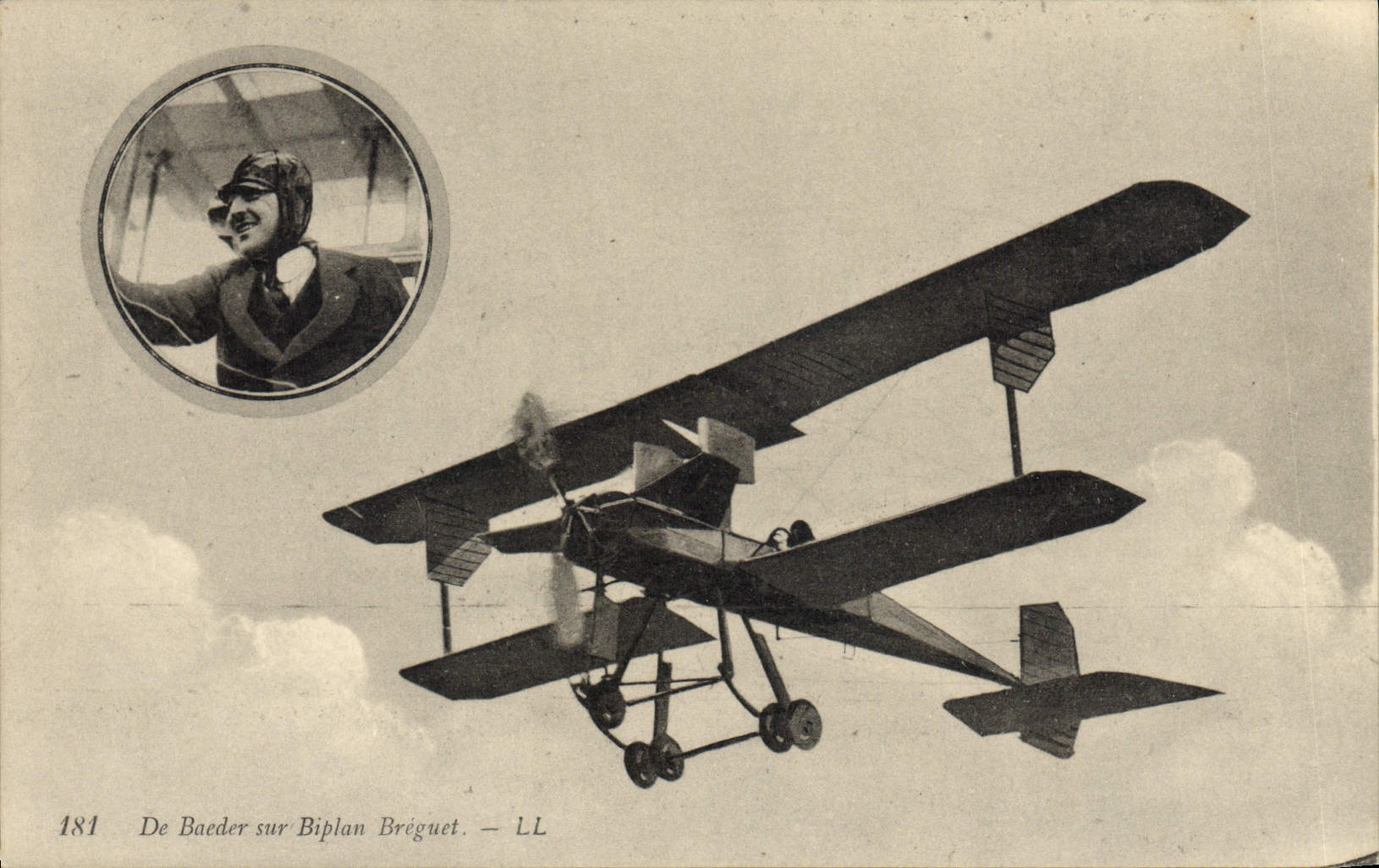 CPA Avion Aviation De Baeder sur biplan Breguet