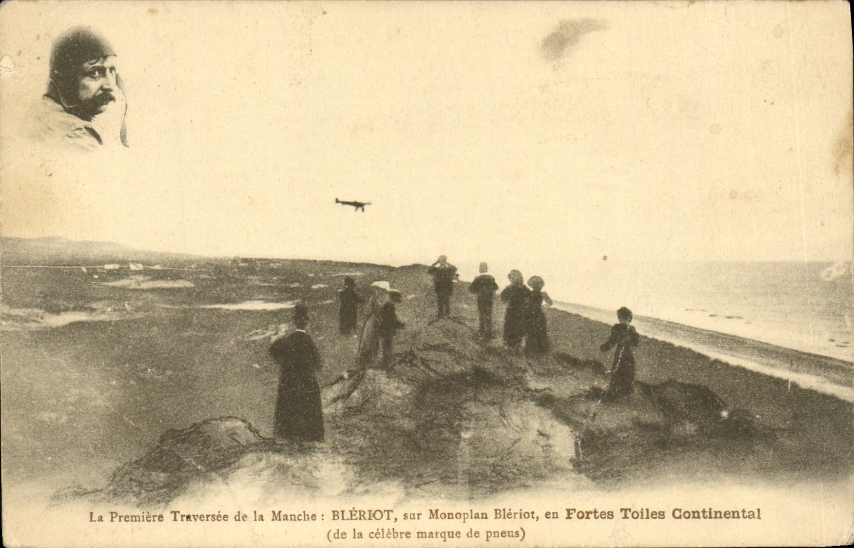 VINTAGE POSTCARD Plane Aviation First crossing of the Bleriot English Channel Strong Fabrics Continental