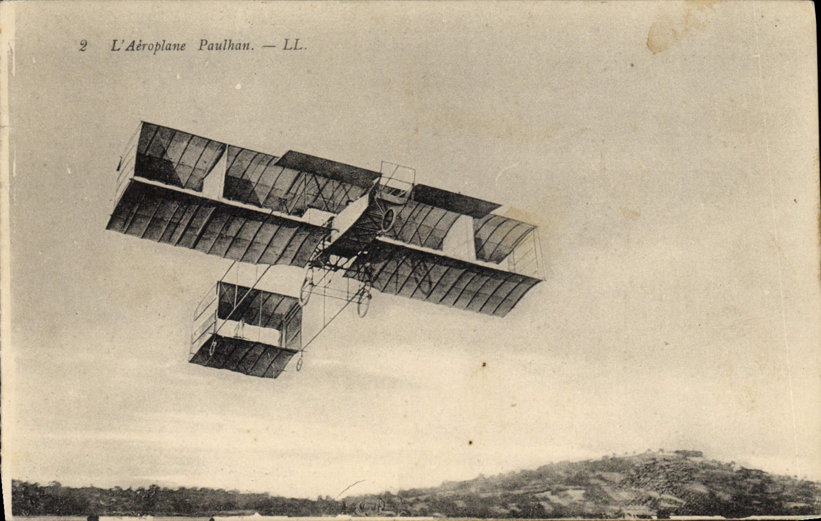 VINTAGE POSTCARD Plane Aviation Paulhan Airplane