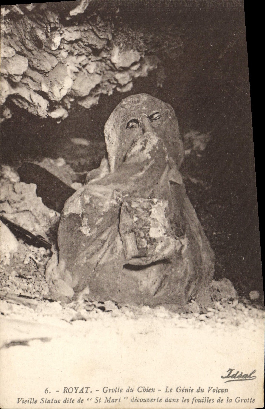 VINTAGE POSTCARD Royat Cave Of the Dog genius of the volcano