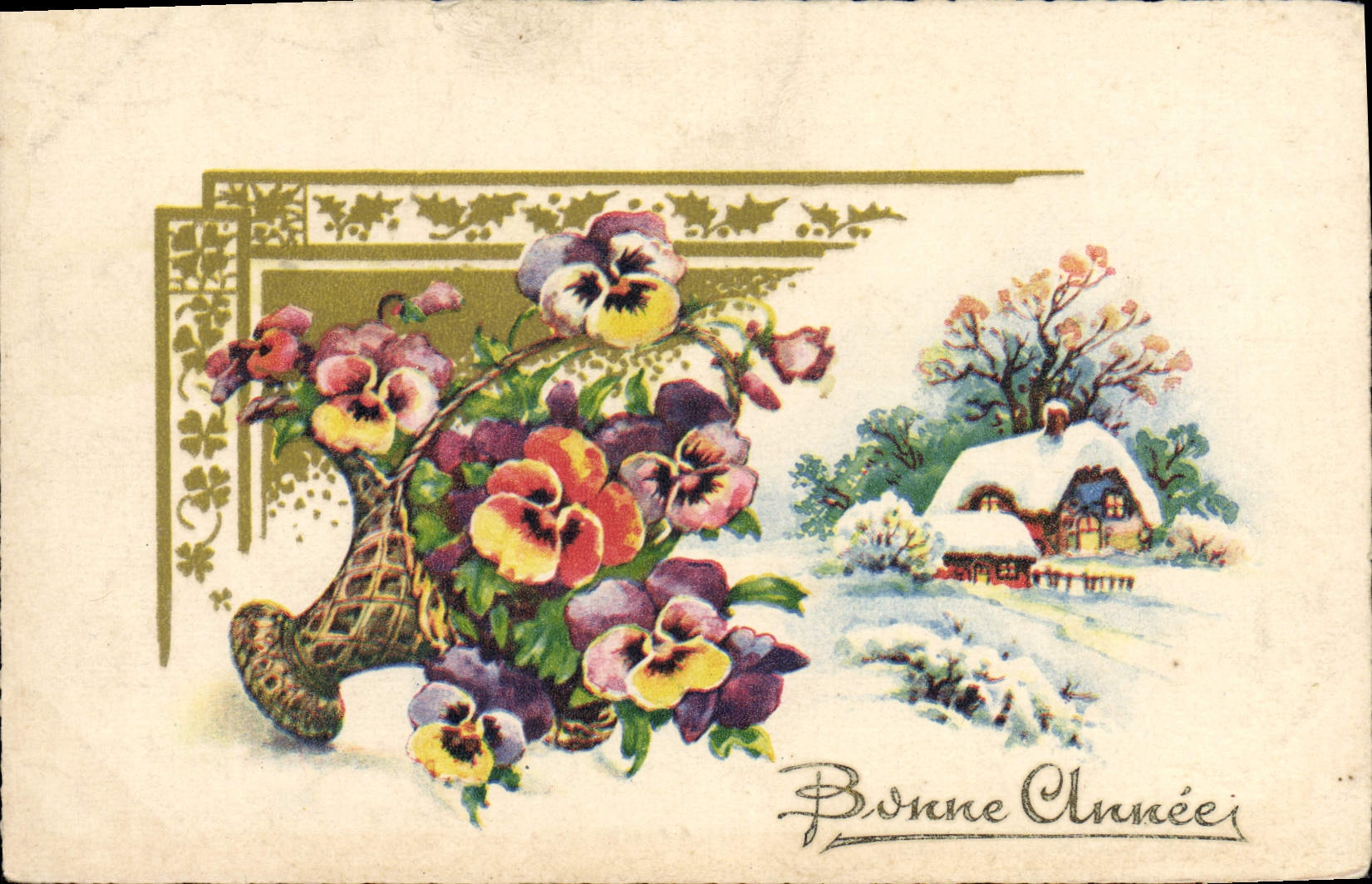 CPA Bonne Annee Fleurs