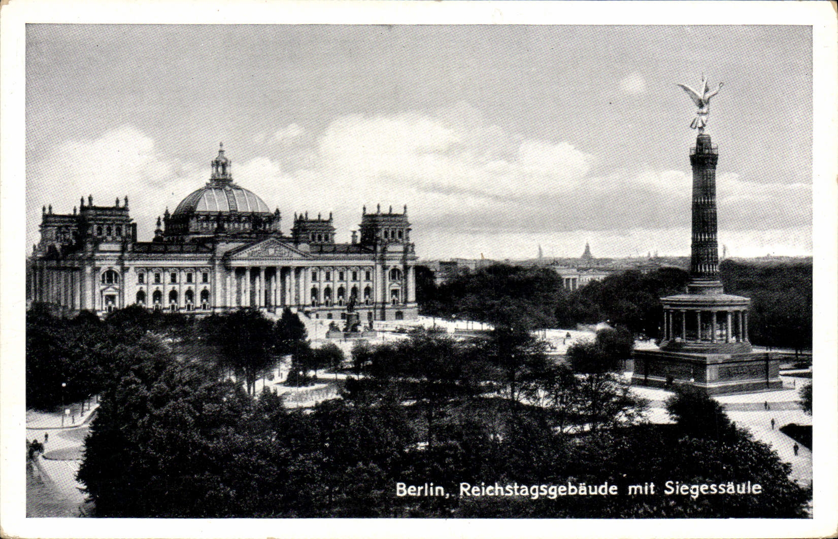 CPA Berlin Reichstagsgebaude mit Siegessaule