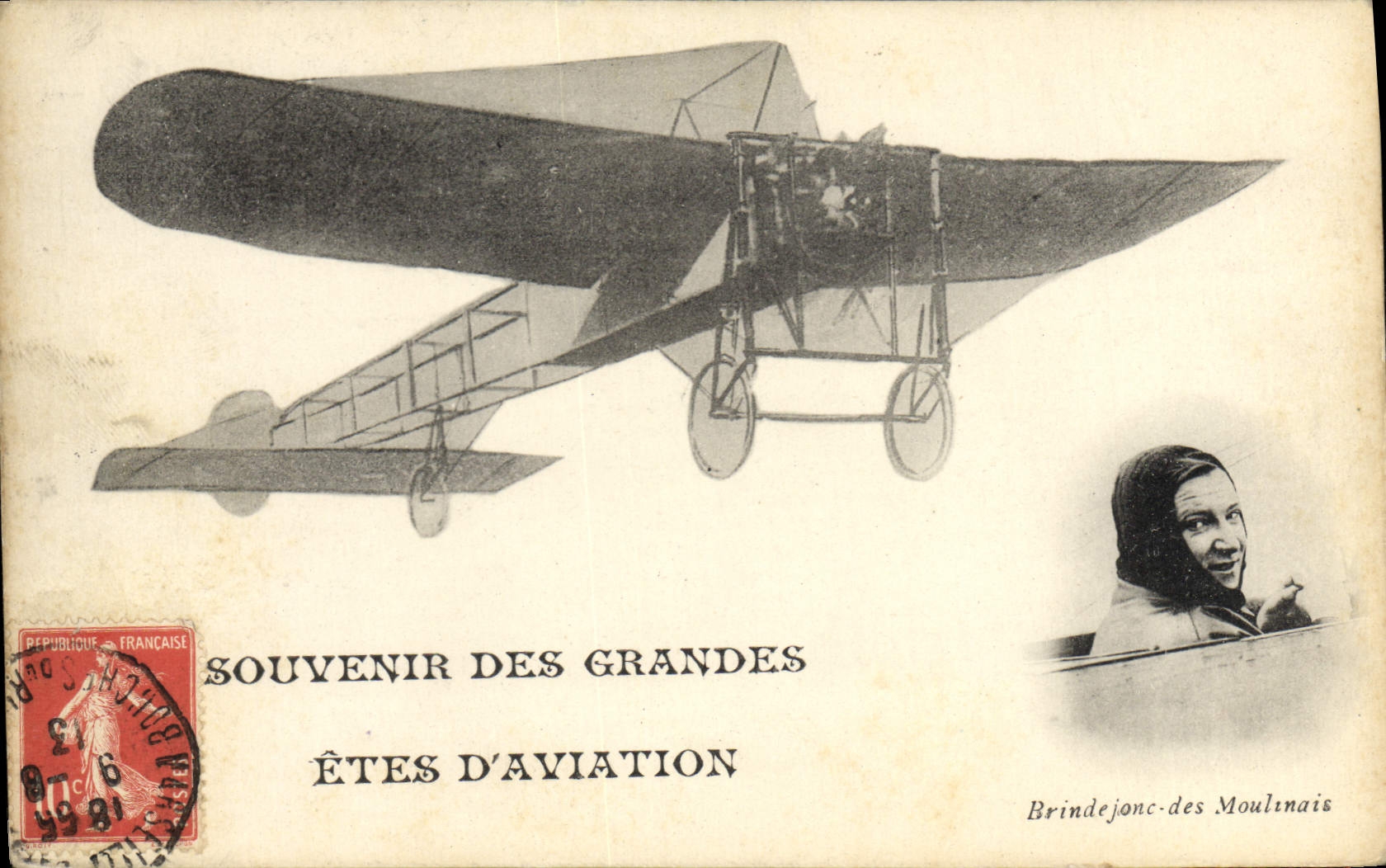 VINTAGE POSTCARD Avion Aviation Great festivals of Brindejonc aviation of Crushed