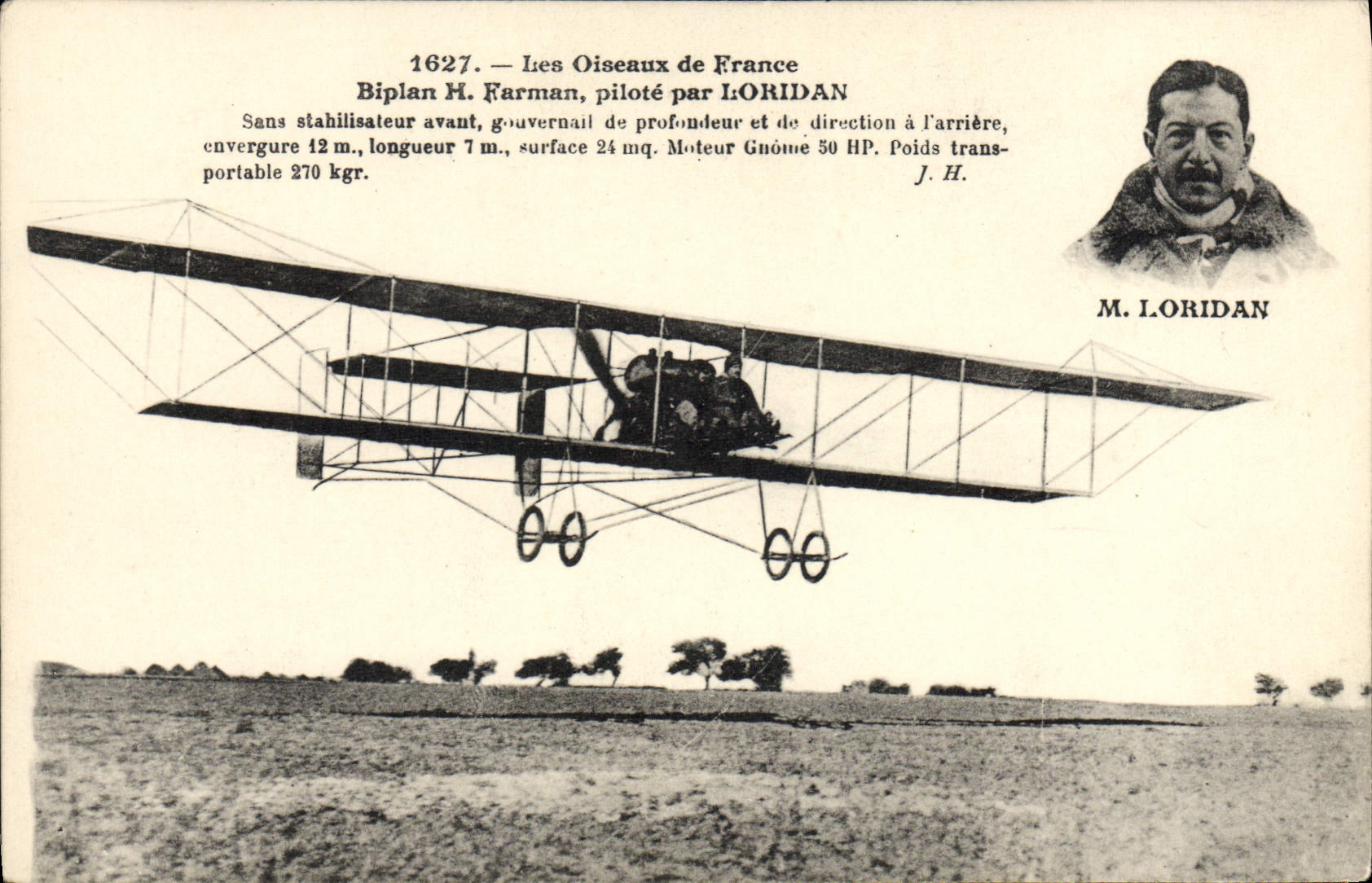 CPA Avion Aviation Biplan Farman pilote par Loridan 