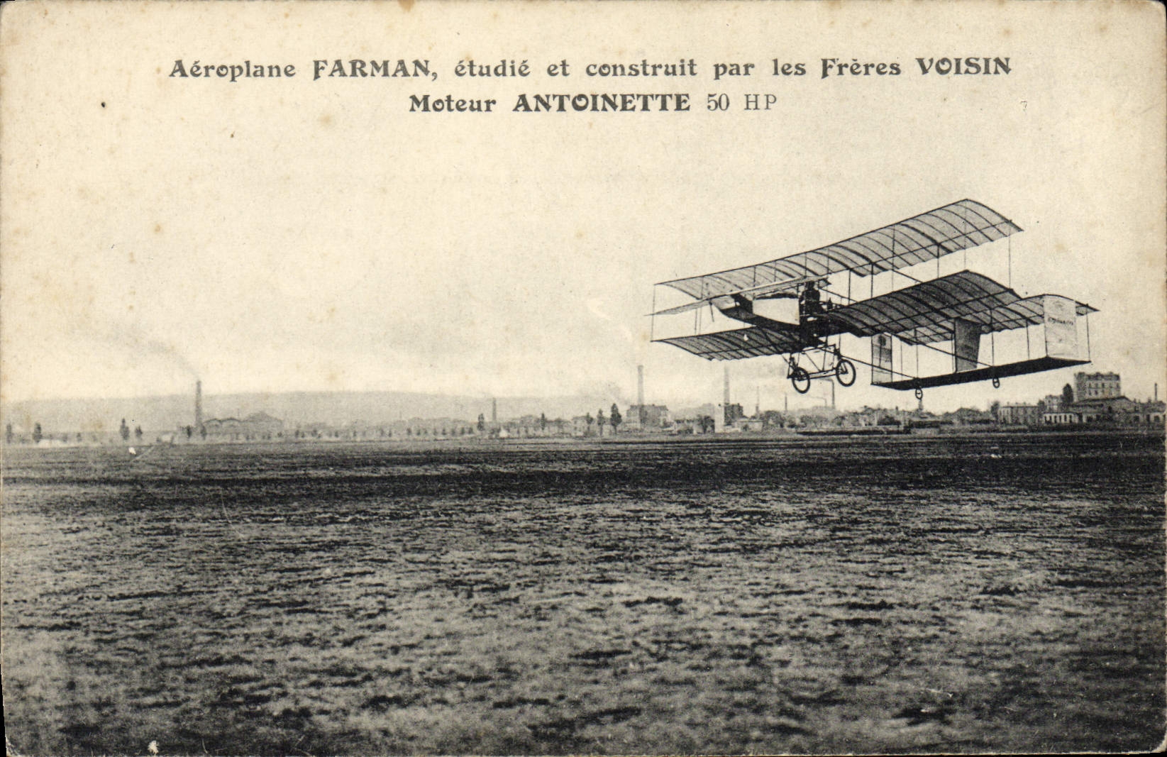 CPA Avion Aviation Aeroplane Farman Freres Voisin Moteur Antoinette