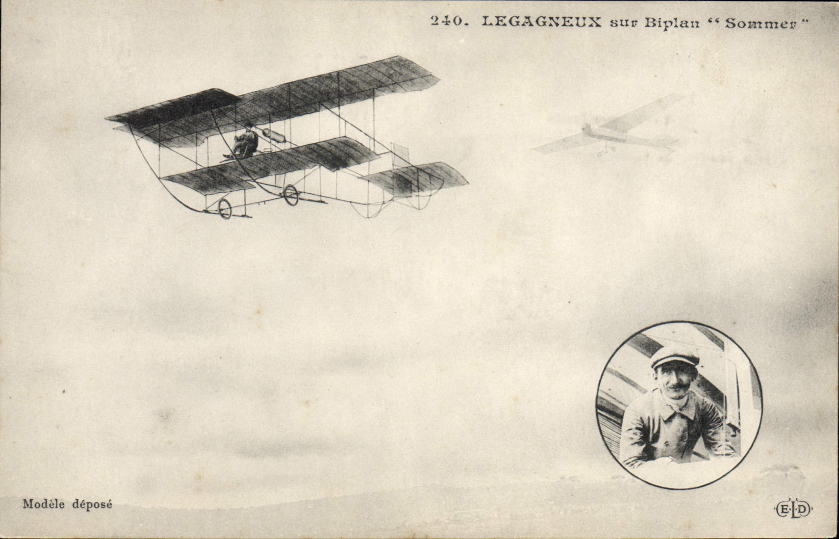 VINTAGE POSTCARD Plane Legagneux Aviation on biplane To summon