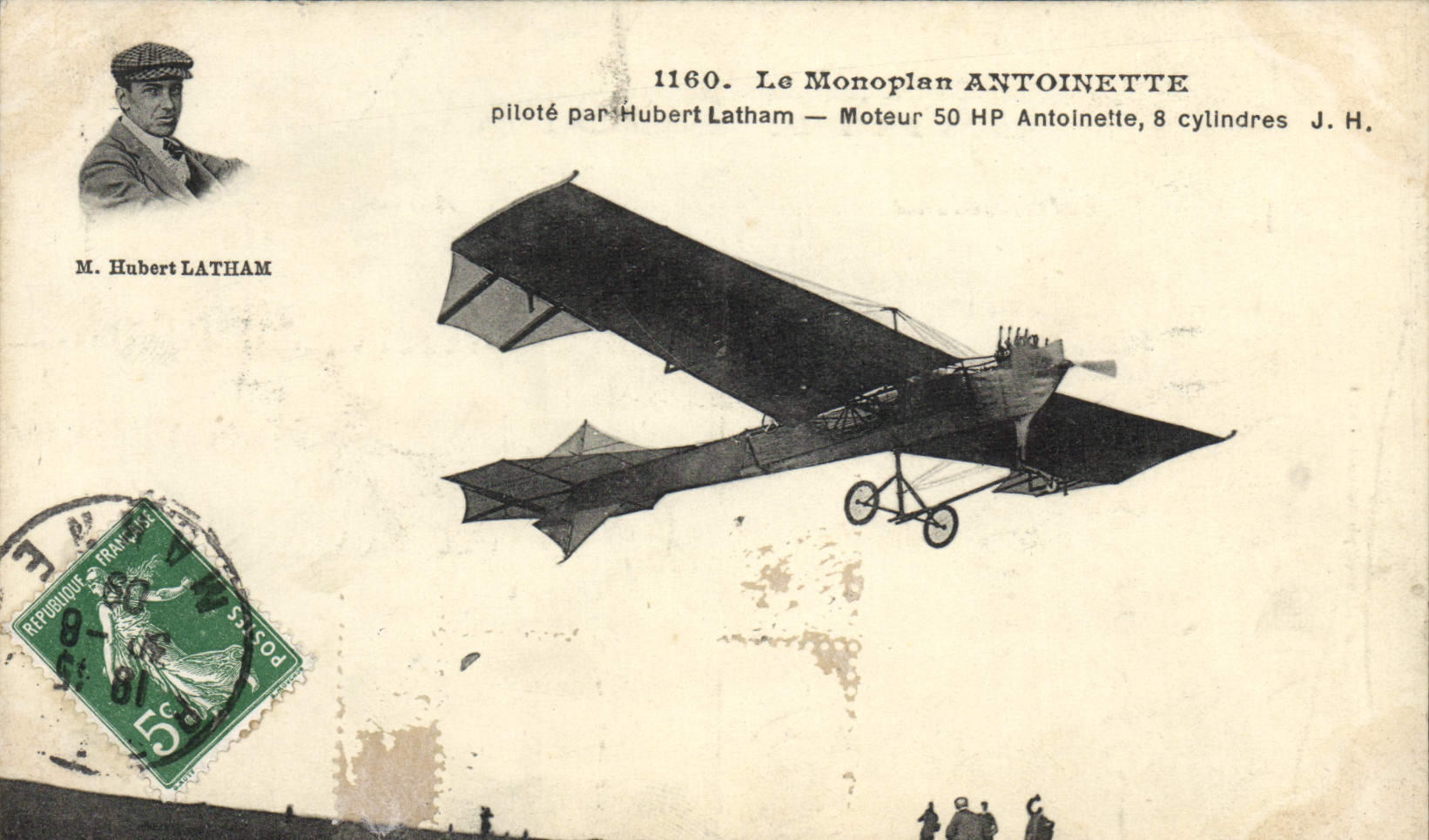 VINTAGE POSTCARD Plane Aviation Monoplane Antoinette Hubert Latham