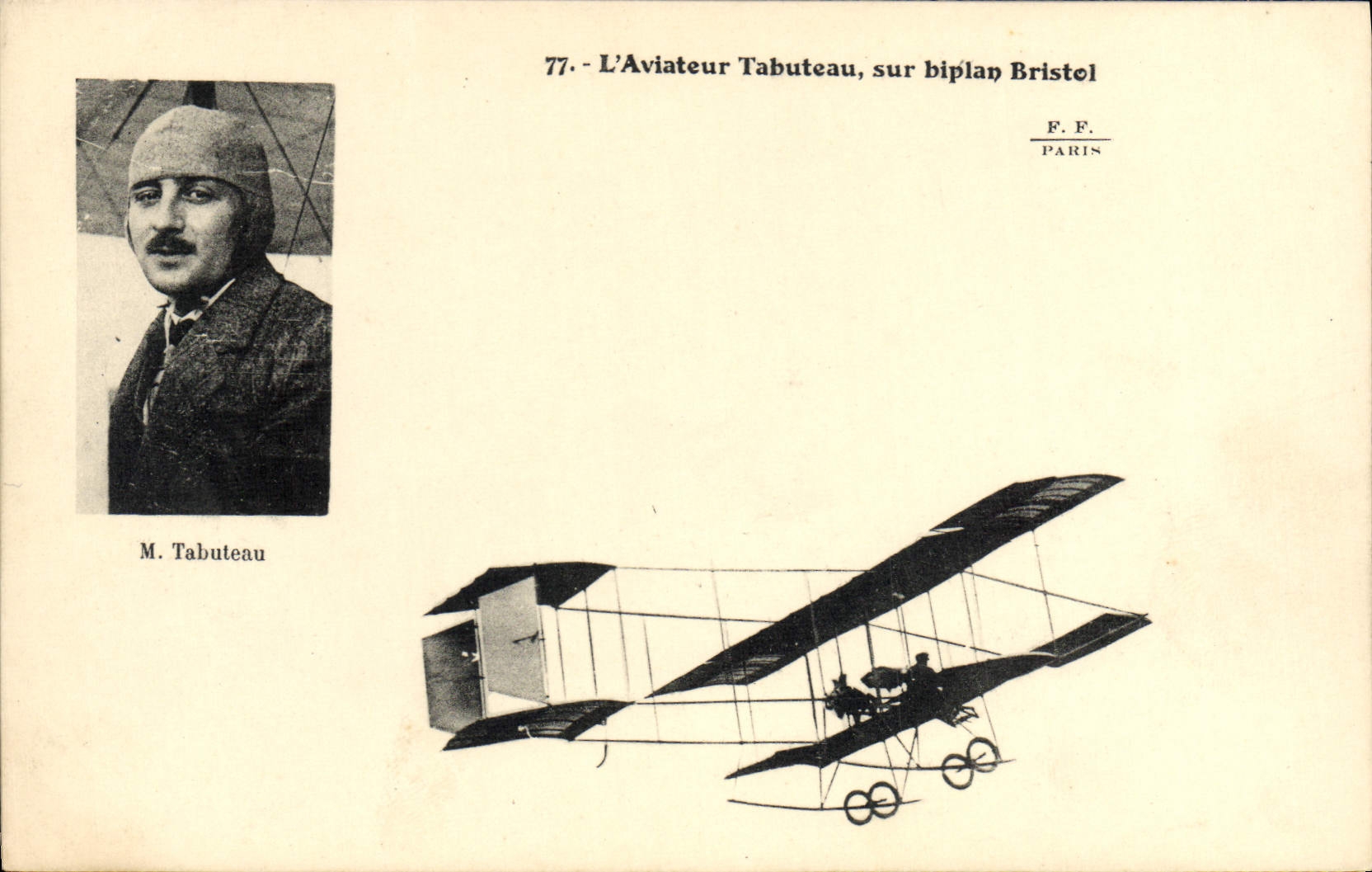 CPA Avion Aviation Aviateur Tabuteau sur biplan Bristol
