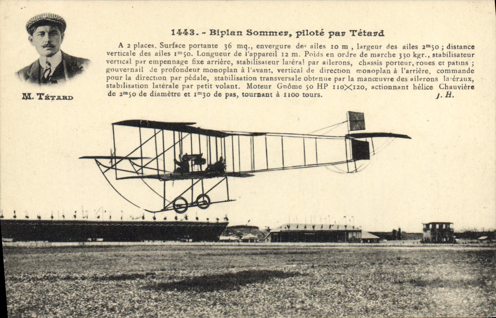 VINTAGE POSTCARD Plane Bipan Aviation To summon pilot by Tadpole