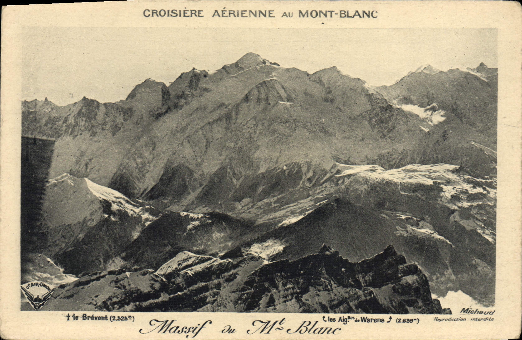 VINTAGE POSTCARD Plane Aviation Air Cruising of Mont Blanc