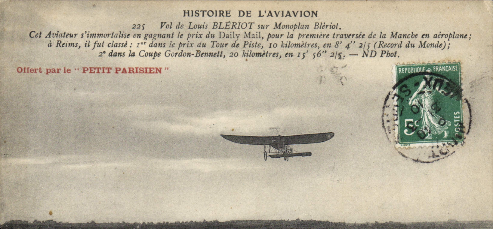 CPA Avion Aviation Vol de Louis Bleriot sur monoplan Bleriot 