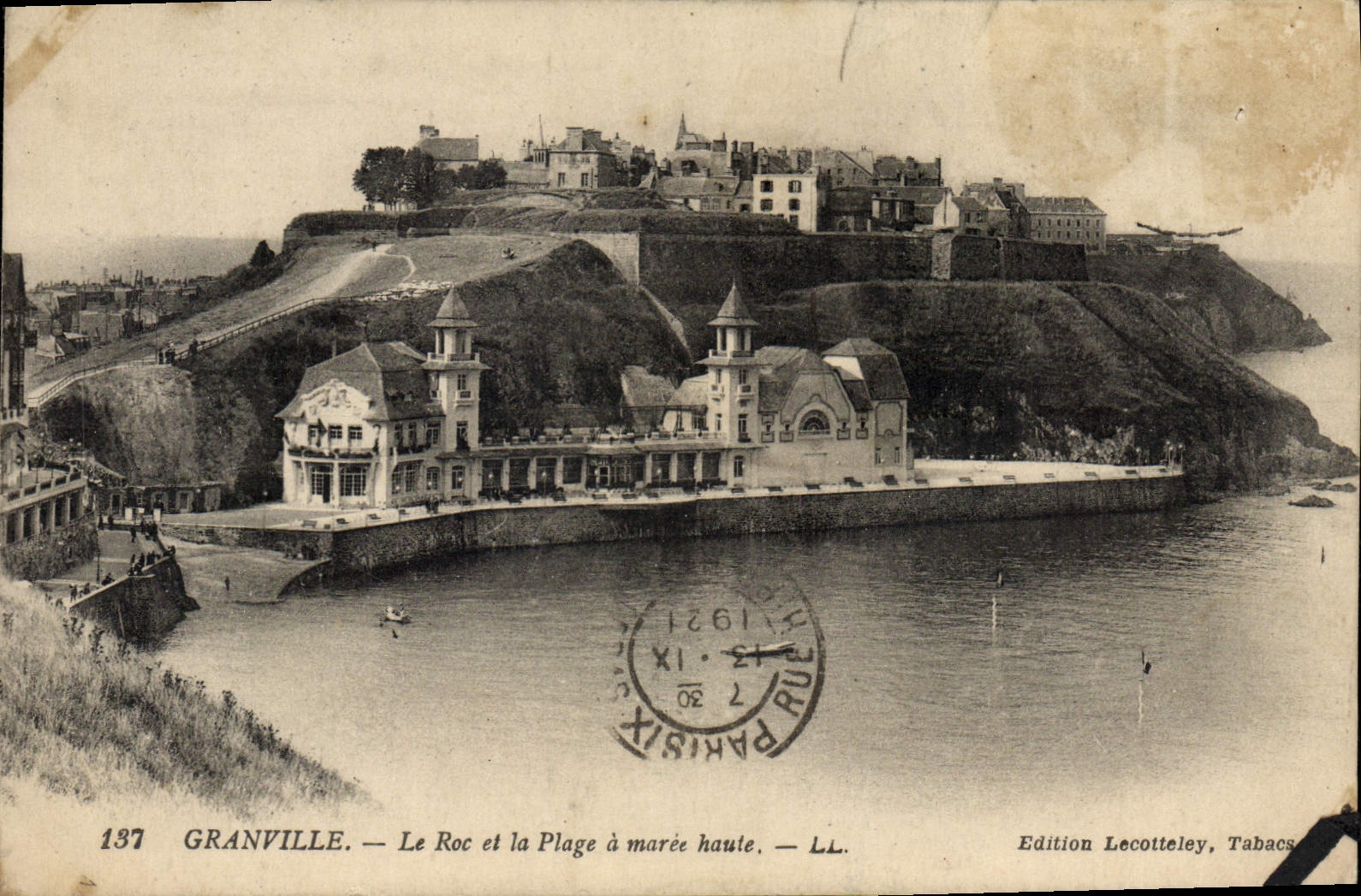 CPA Granvile le Roc et la Plage a Maree Haute