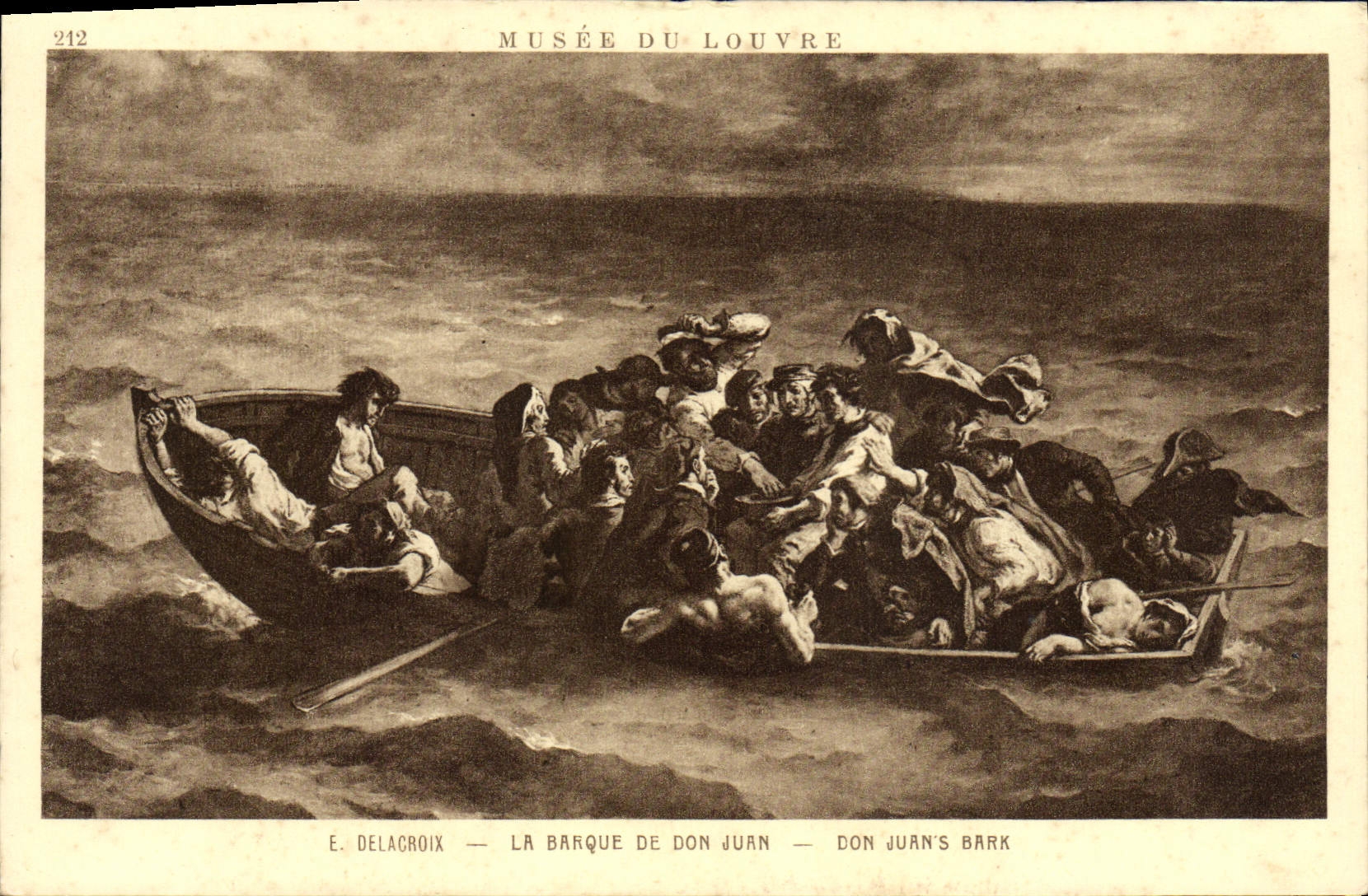 VINTAGE POSTCARD Delacroix the boat of Don Juan Paris Museum of Louvre