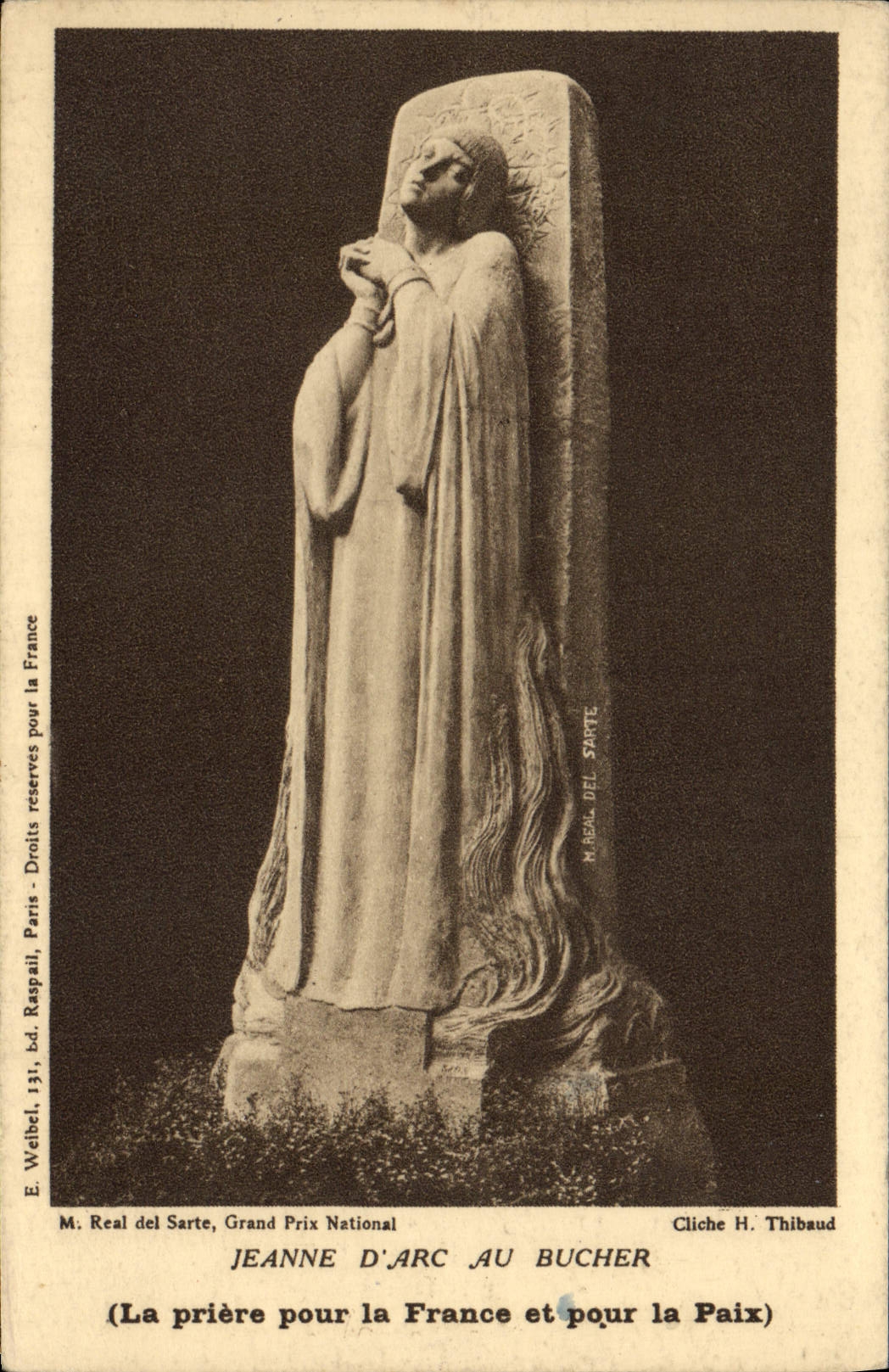 VINTAGE POSTCARD Jeanne d' Arc with roughing-hew Real del Sarte