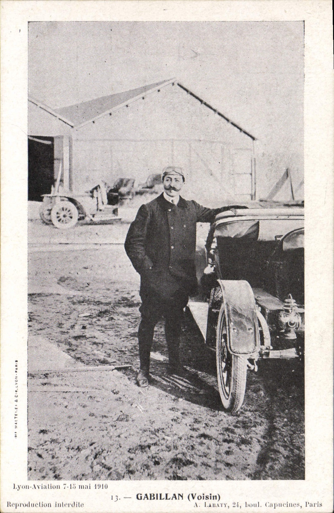 VINTAGE POSTCARD Plane Aviation Close Gabillan Lyon Aviation