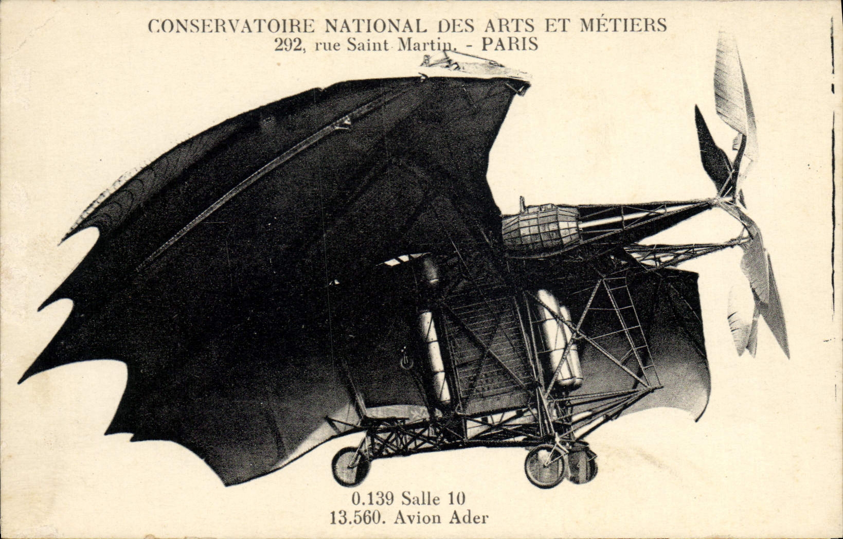 CPA Avion Aviation Conservatoire National des Arts et Metiers Rue Saint Martin Paris Avion Ader