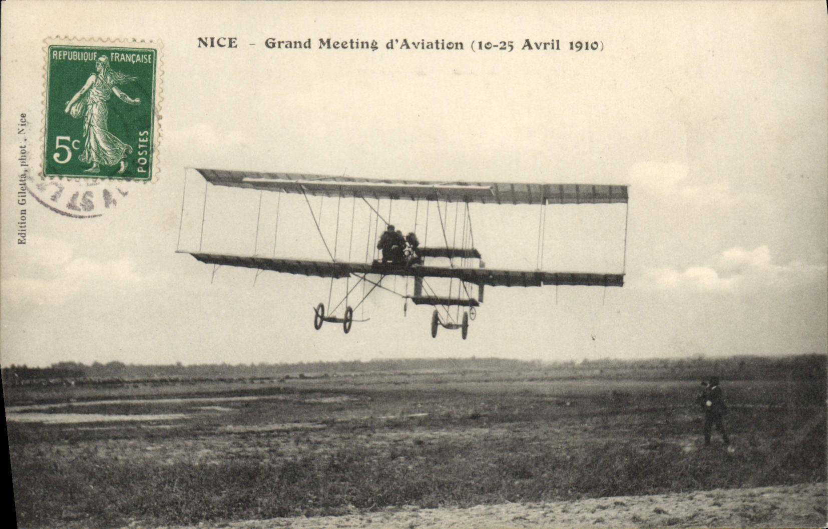 VINTAGE POSTCARD Plane Aviation Great air display April 1910