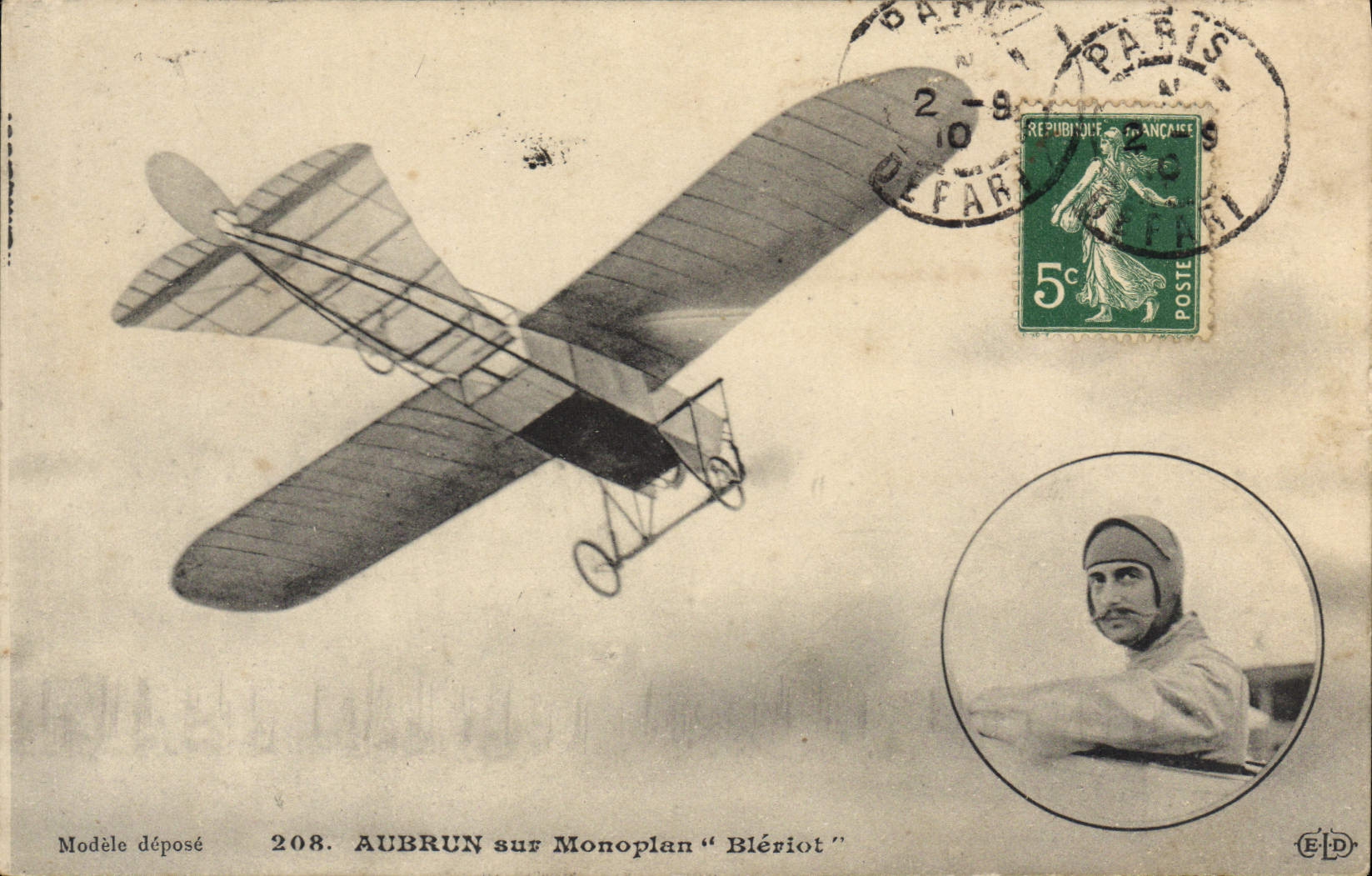 CPA Avion Aviation Aubrun sur monoplan Bleriot 