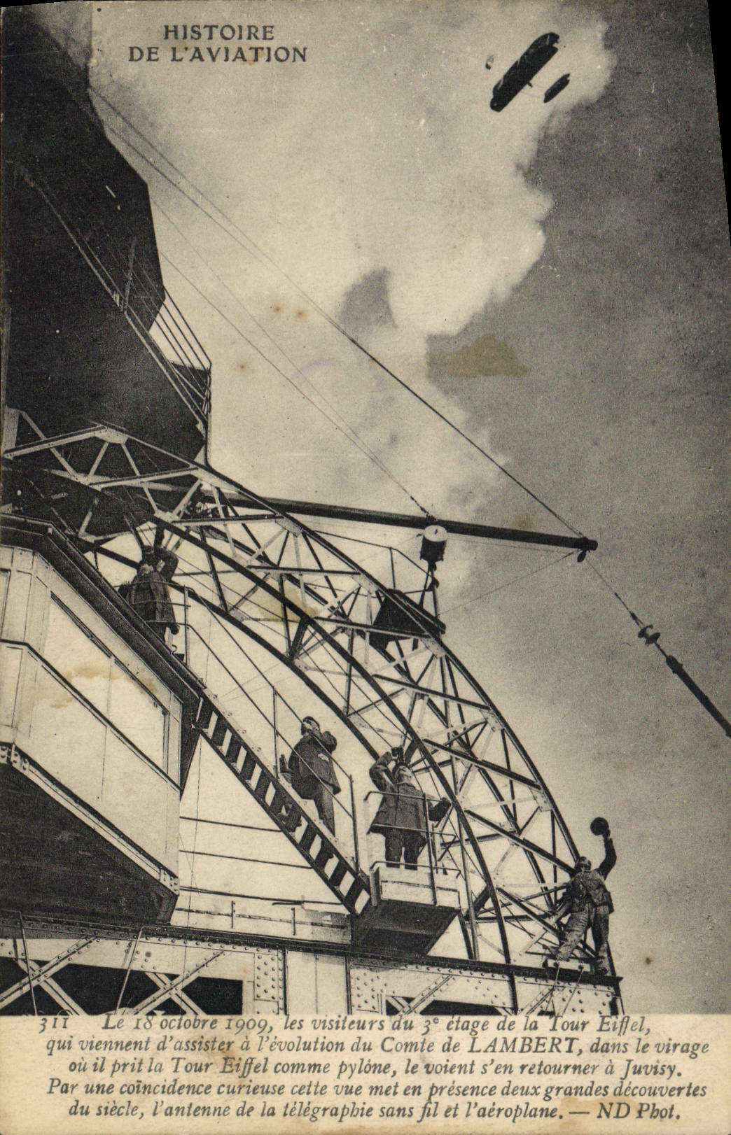 CPA Avion Aviation Paris Tour Eiffel Comte de Lambert 