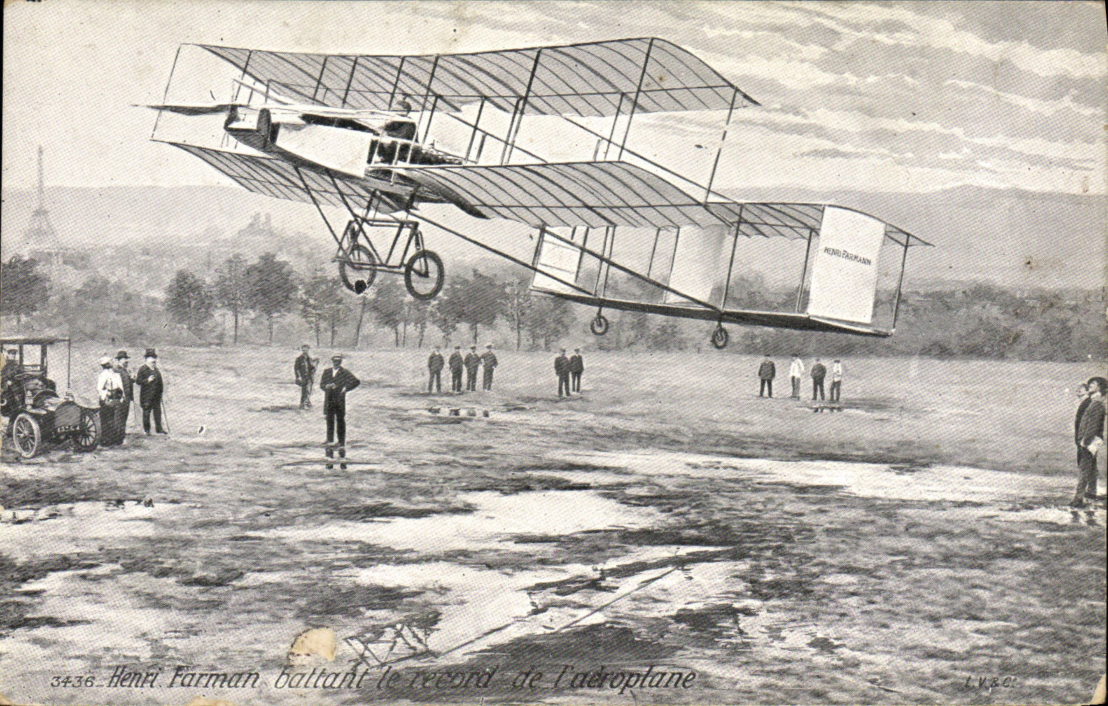 CPA Avion Aviation Henri Farman battant le record de l'aeroplane 