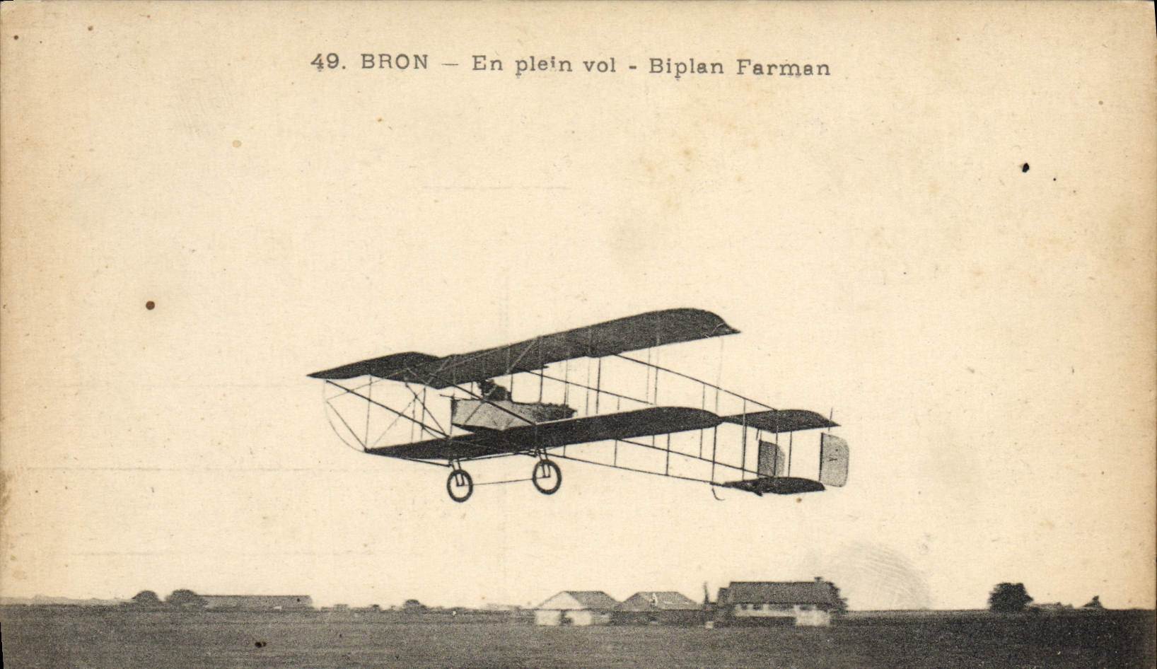 CPA Avion Aviation Bron En plein vol Biplan Farman 