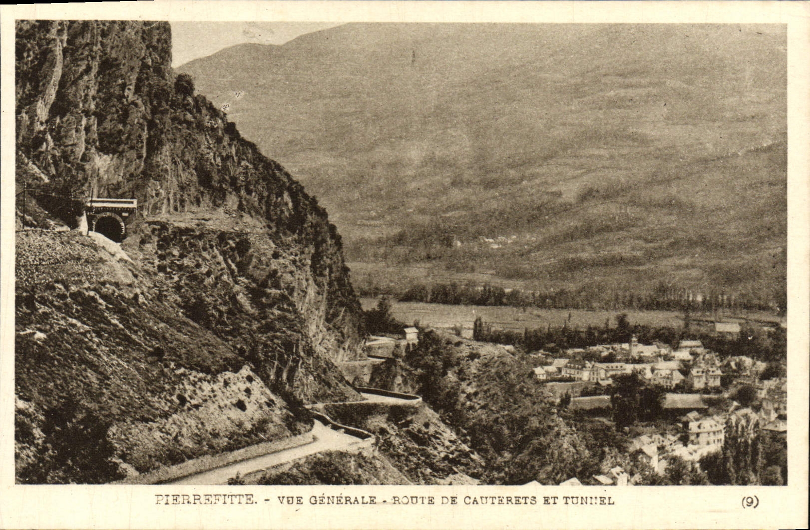 VINTAGE POSTCARD Pierrefitte View Road of Cauterets and Tunnel