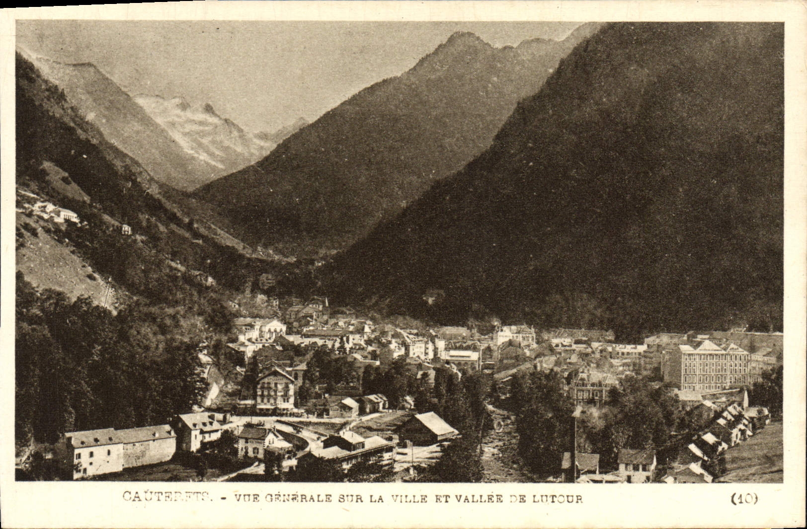 VINTAGE POSTCARD Cauterets View on the city and valley of Lutour