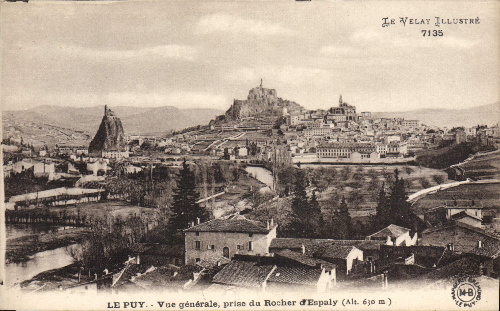 VINTAGE POSTCARD Puy View taken of the Rock of Espaly