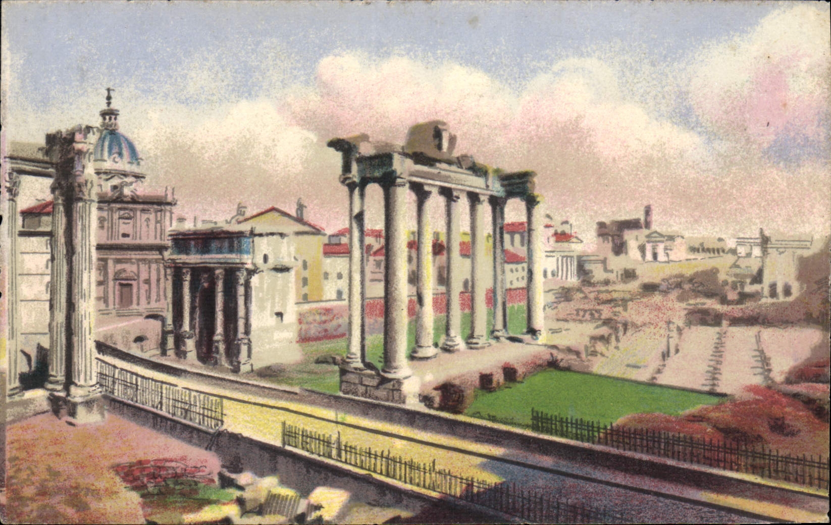 Veduto dal Campidoglio del romano de Roma Foro de la POSTAL de la VENDIMIA