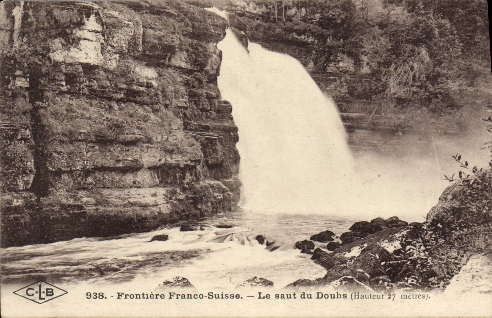 VINTAGE POSTCARD Free Swiss Border the jump of Doubs