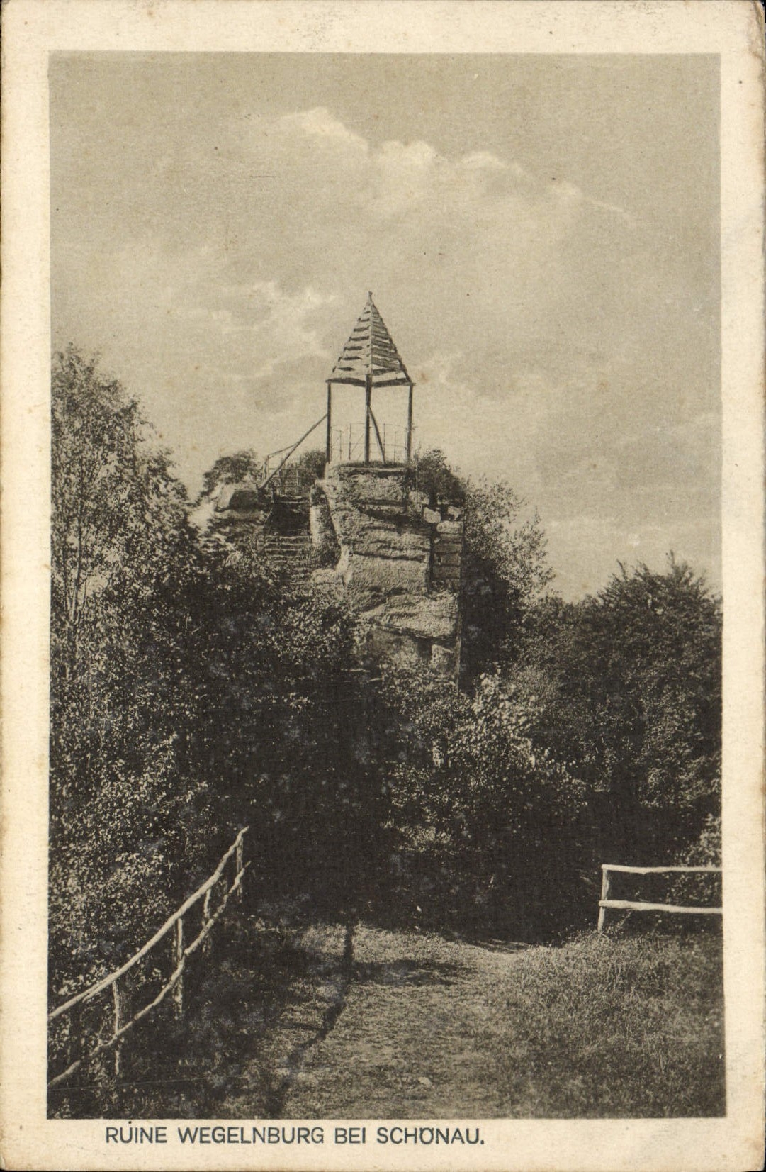 VINTAGE POSTCARD Ruin Wegelnburg EIB Schonau