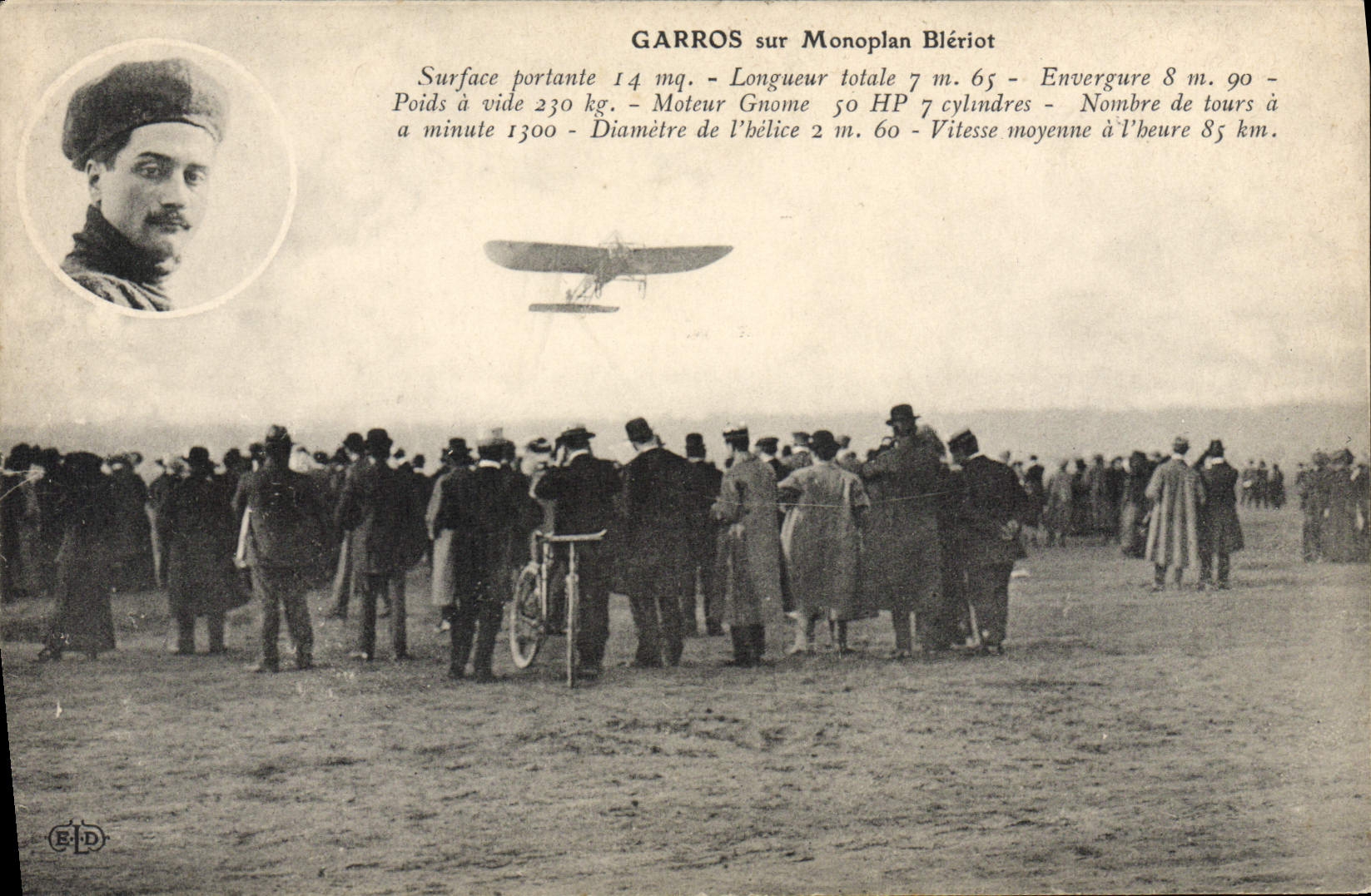 CPA Avion Aviation Garros sur monoplan Bleriot