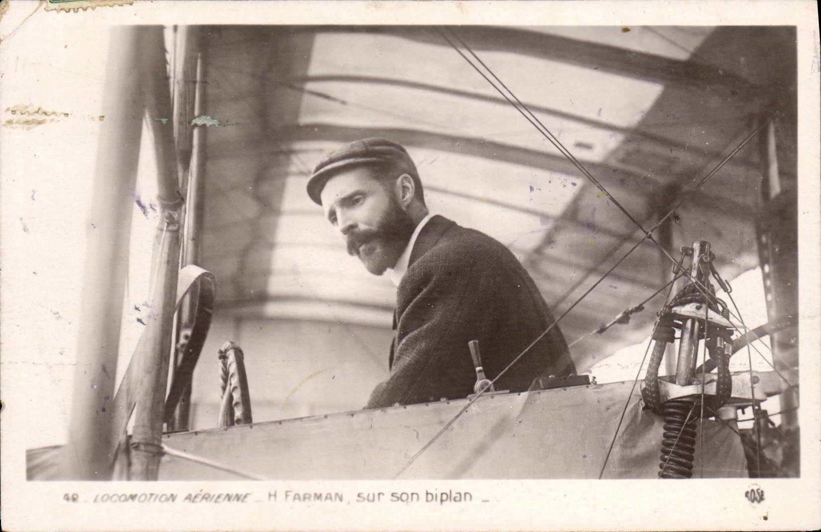 VINTAGE POSTCARD Plane Aviation H Farman on its biplane