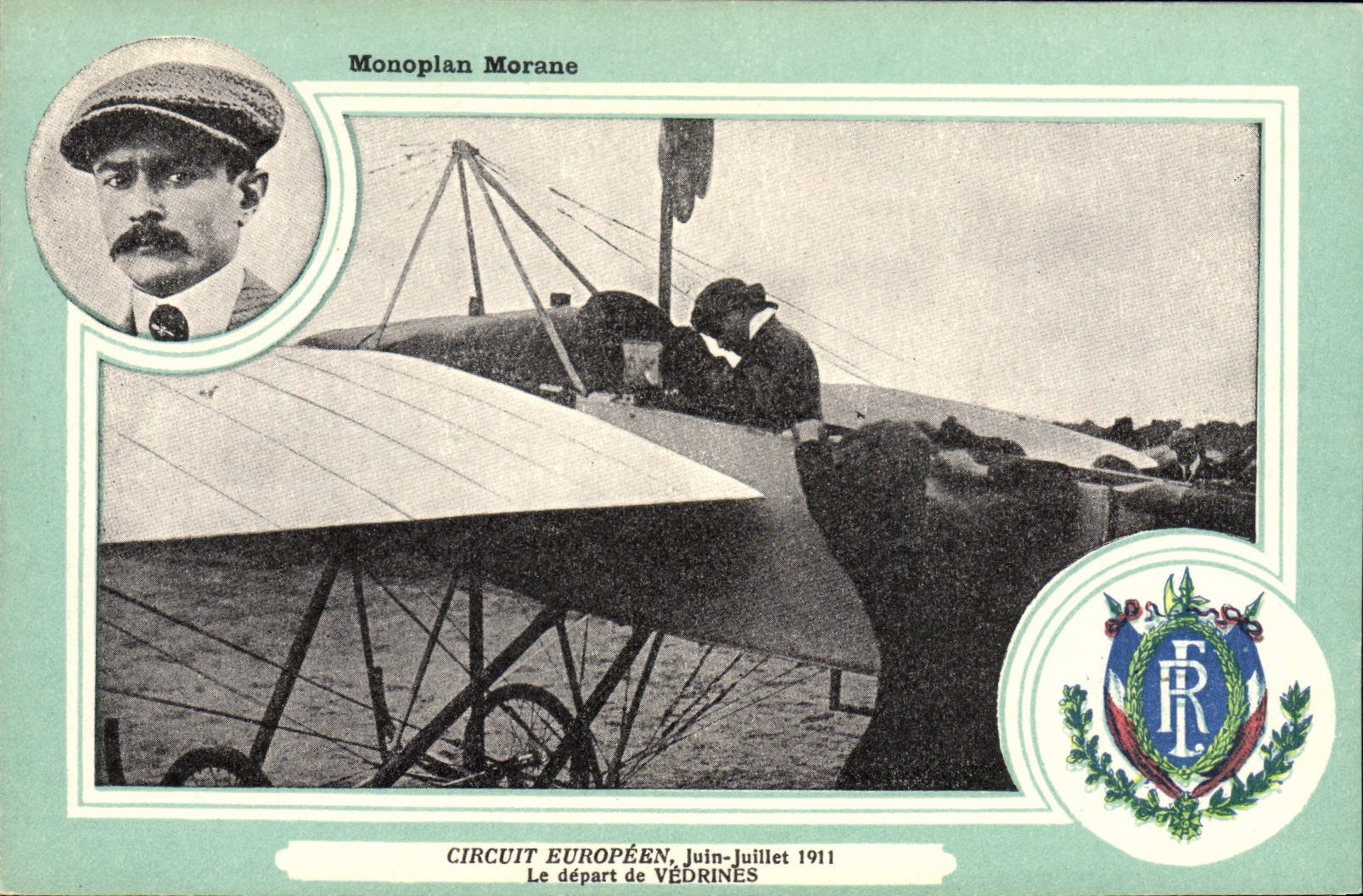 CPA Avion Aviation Monoplan Morane Circuit Europeen Juin Juillet 1911 Le depart de Vedrines