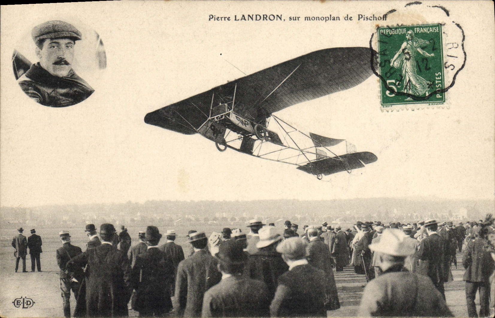 CPA Avion Aviation Pierre Landron sur monoplan de Pischoff