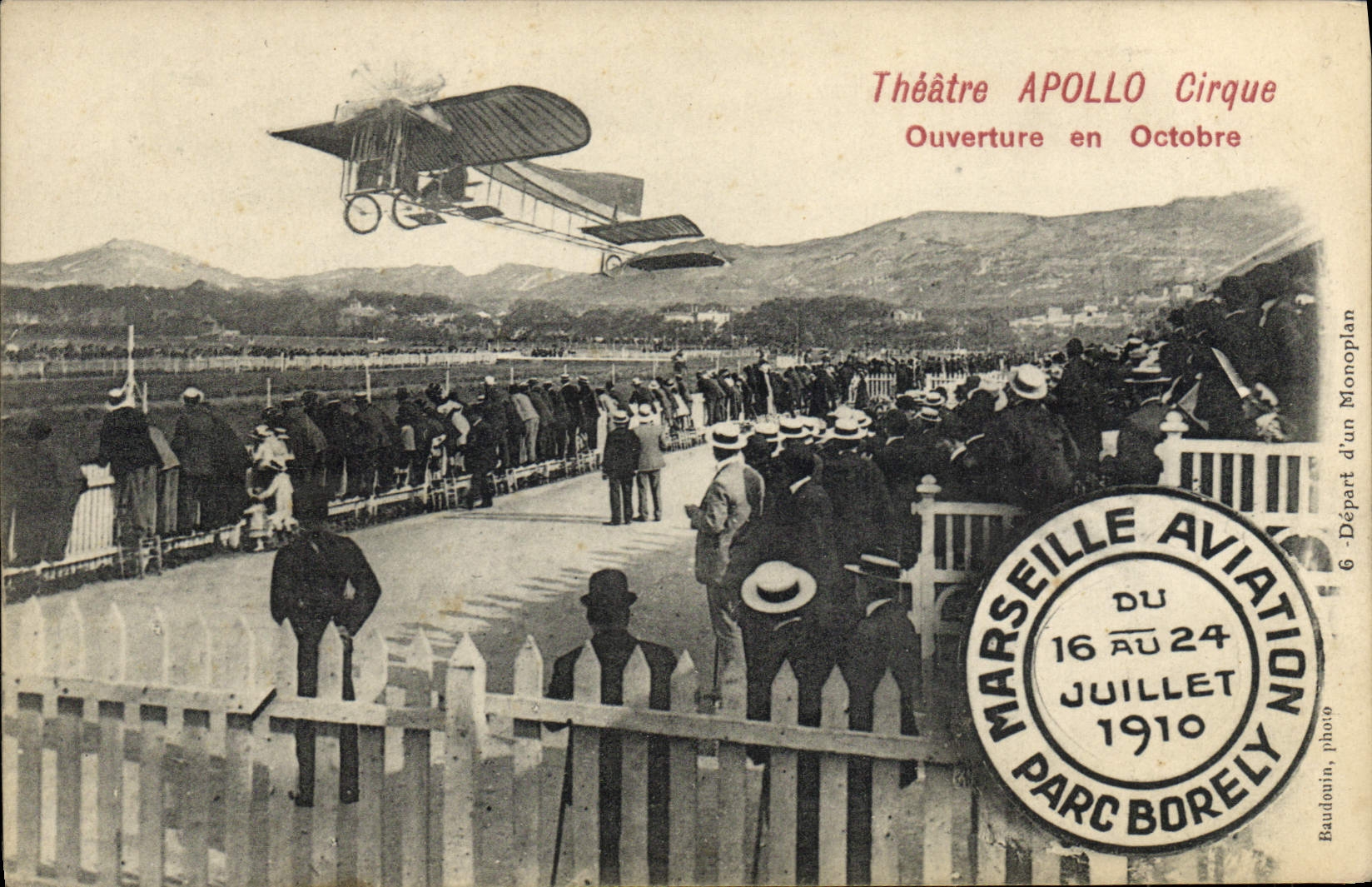 CPA Avion Aviation Theatre Apollo Cirque Ouverture en octobre