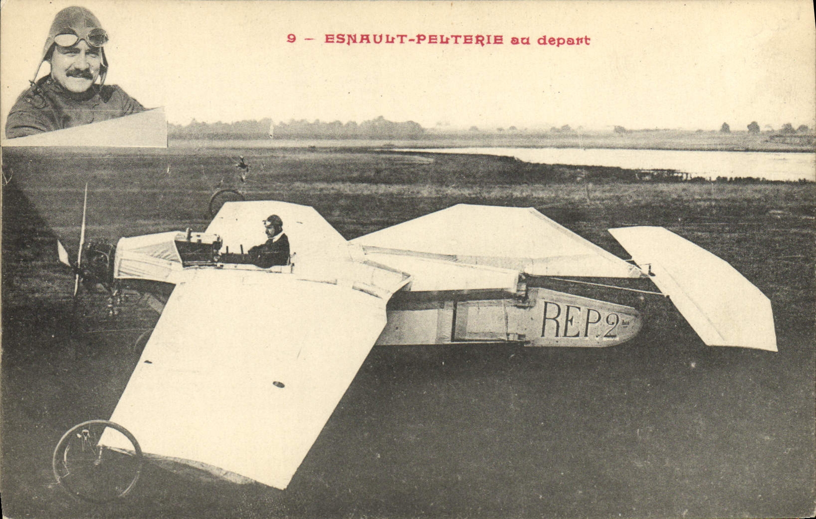 VINTAGE POSTCARD Plane Aviation Esnault Pelterie at the beginning
