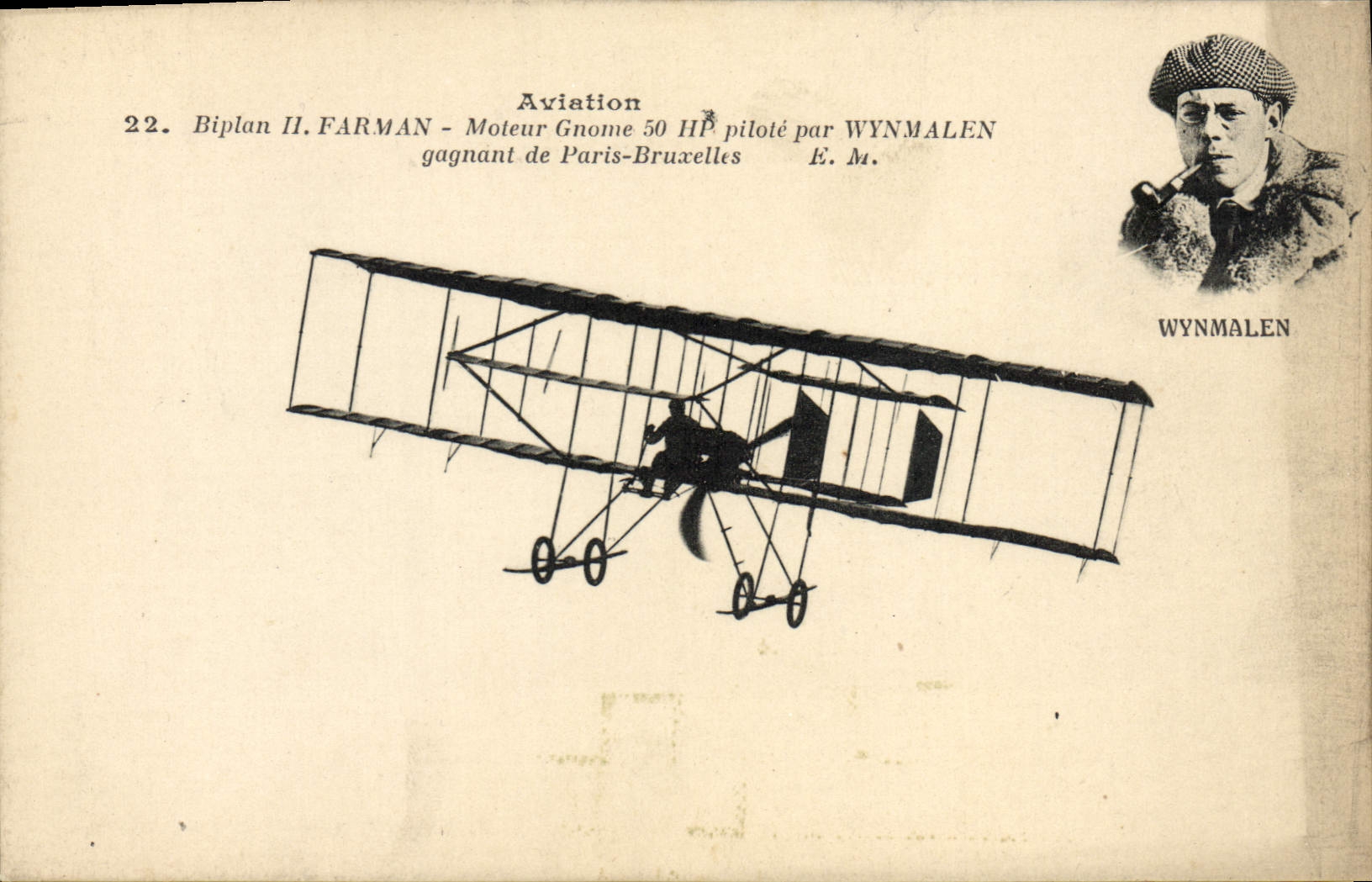 CPA Avion Aviation Biplan H Farman Moteur Gnome 50 HP pilote par Wynmalen gagnant de Paris Bruxelles