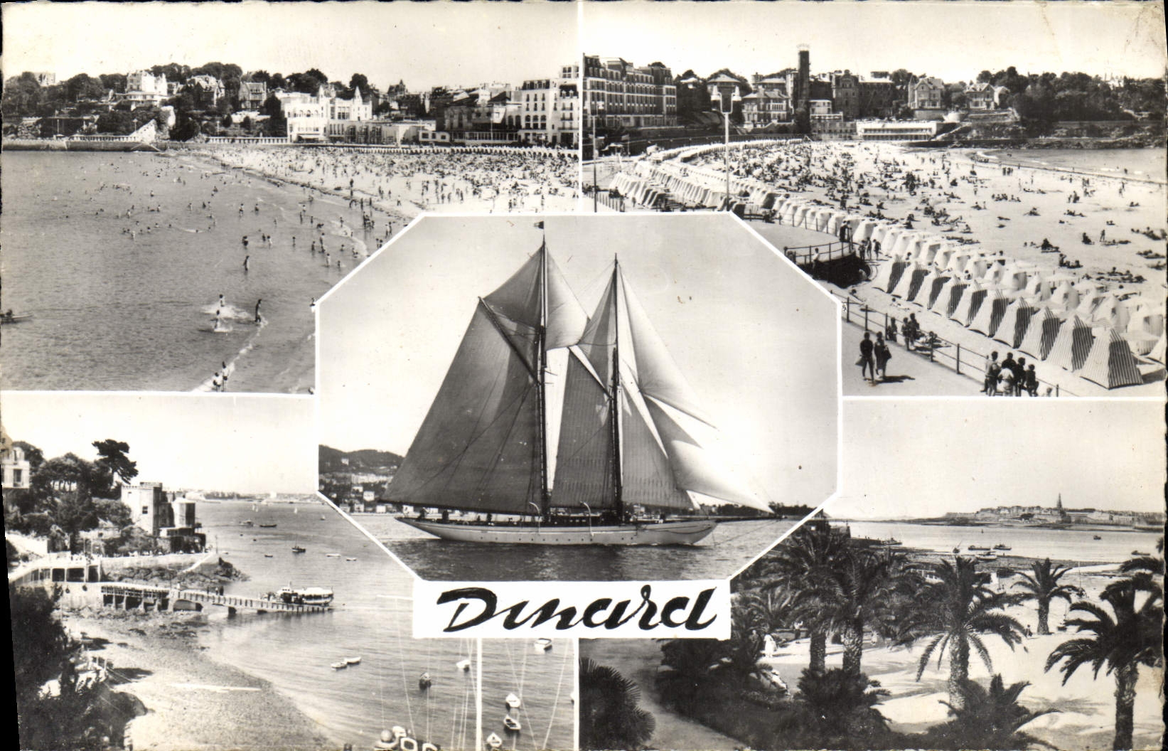 POSTAL MODERNA Dinard dimensiona la esmeralda la etapa del desembarco por playa de las motoras de alta velocidad verdes la plantación de la palma