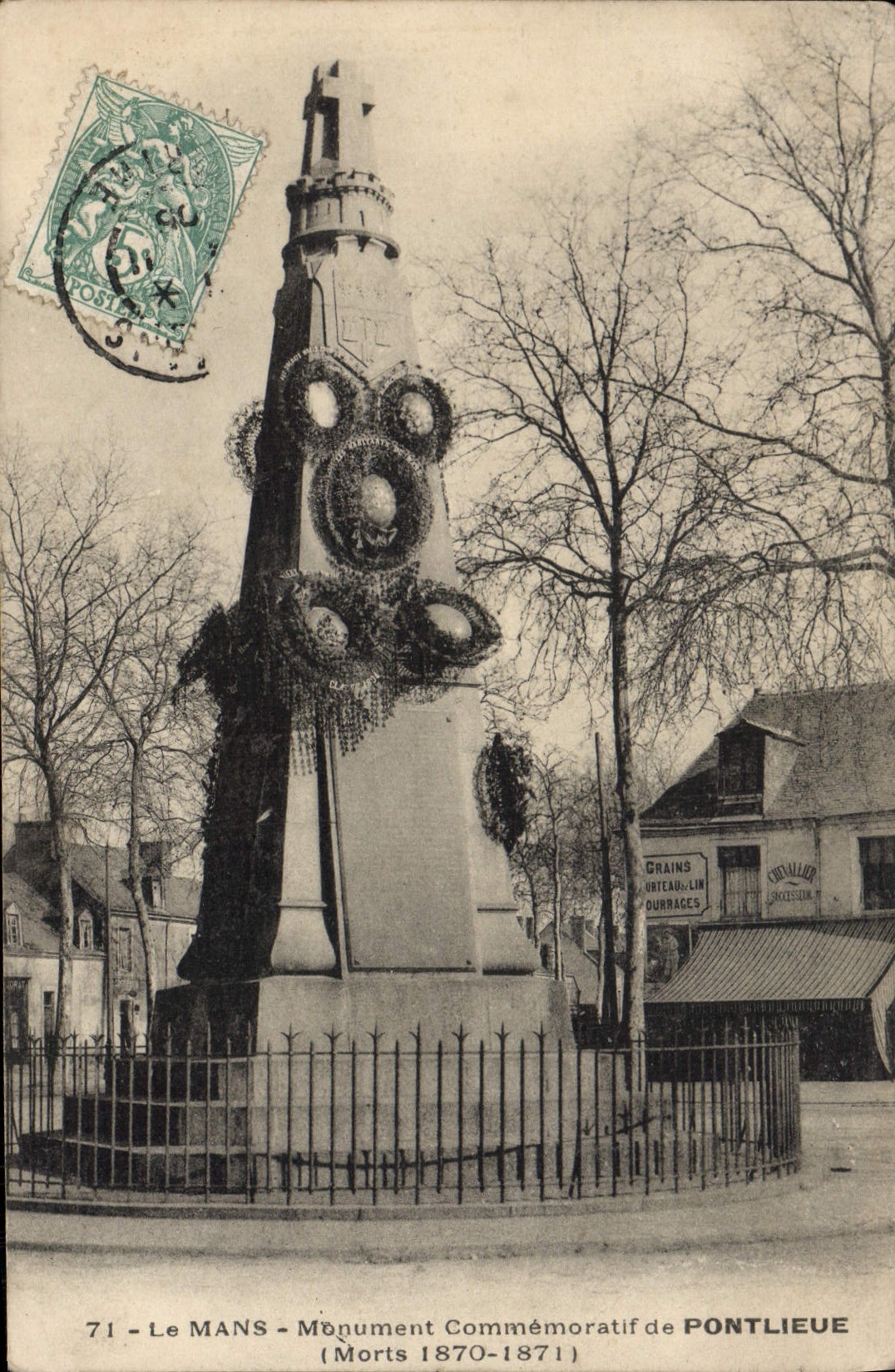 VINTAGE POSTCARD Mans Memorial De Pontlieue Militaria