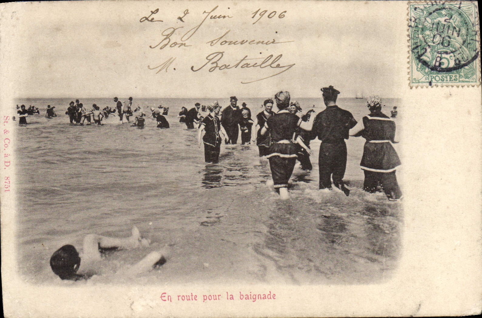 CPA En Route Pour La Baignade Folklore