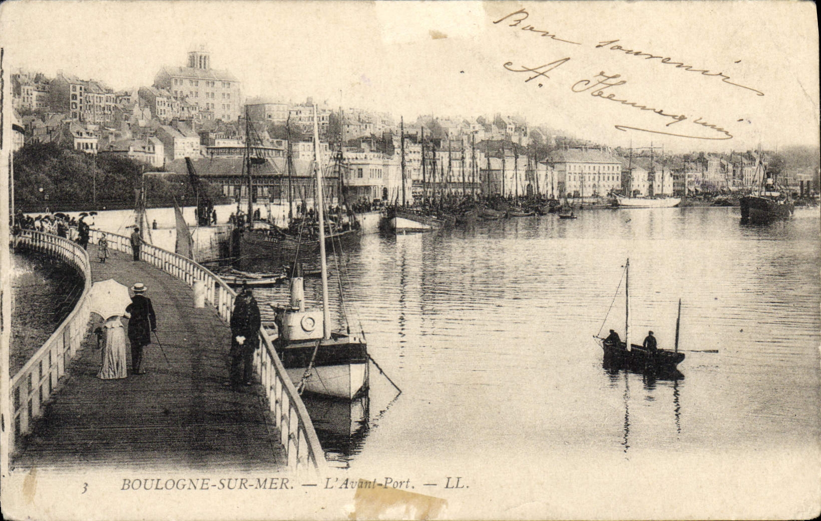 POSTAL Boulogne de la VENDIMIA en el mar antes de los barcos portuarios