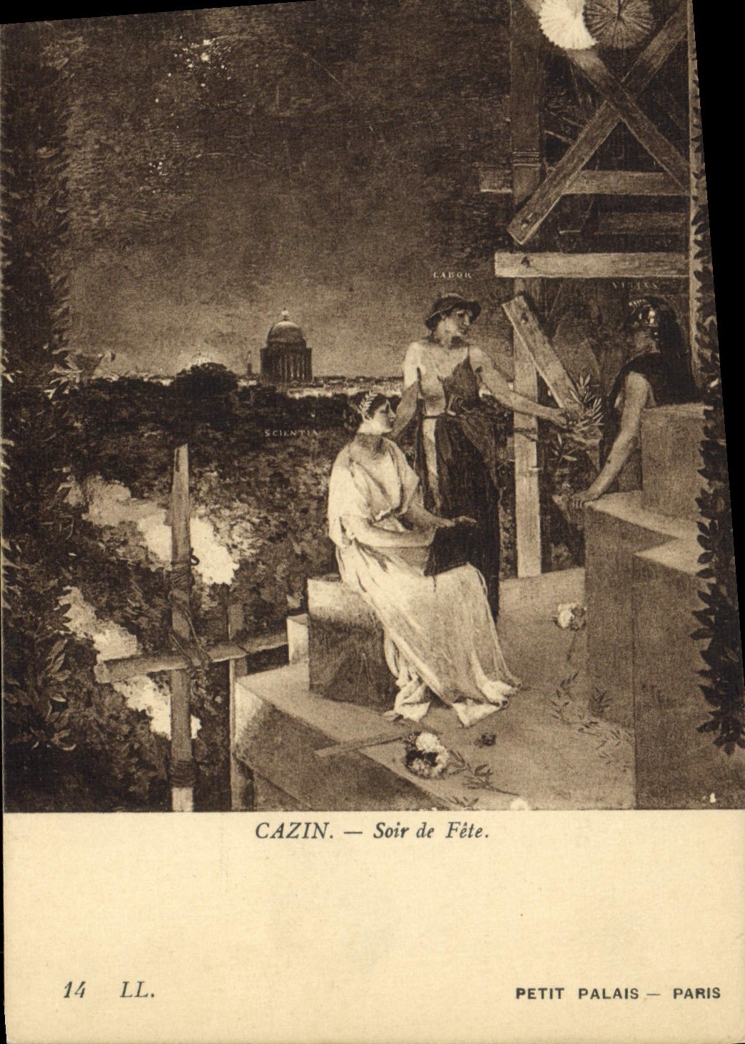 VINTAGE POSTCARD Cazin Evening Of Festival Paris Palate