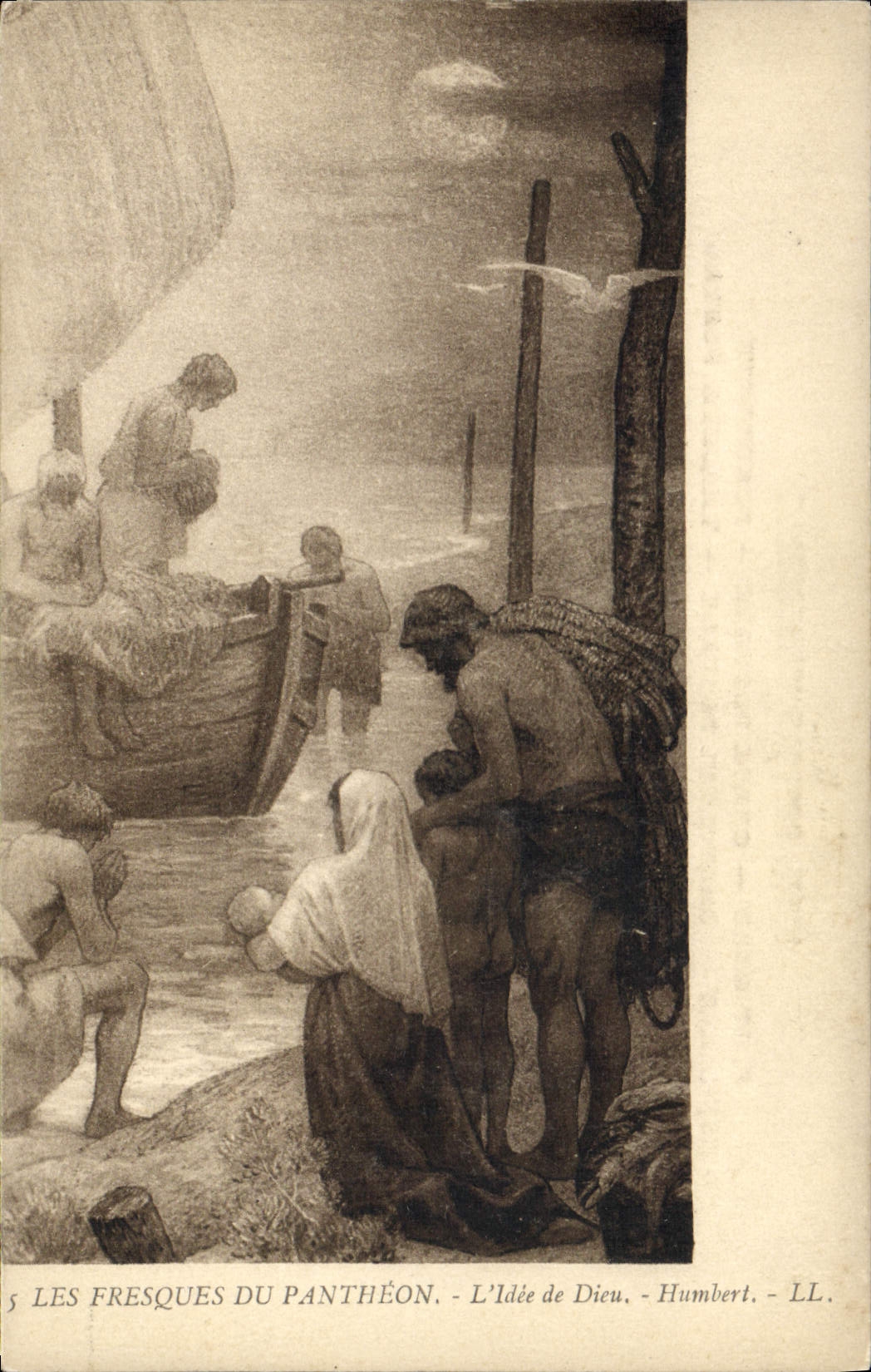 VINTAGE POSTCARD frescos of the Pantheon the idea of Humbert God