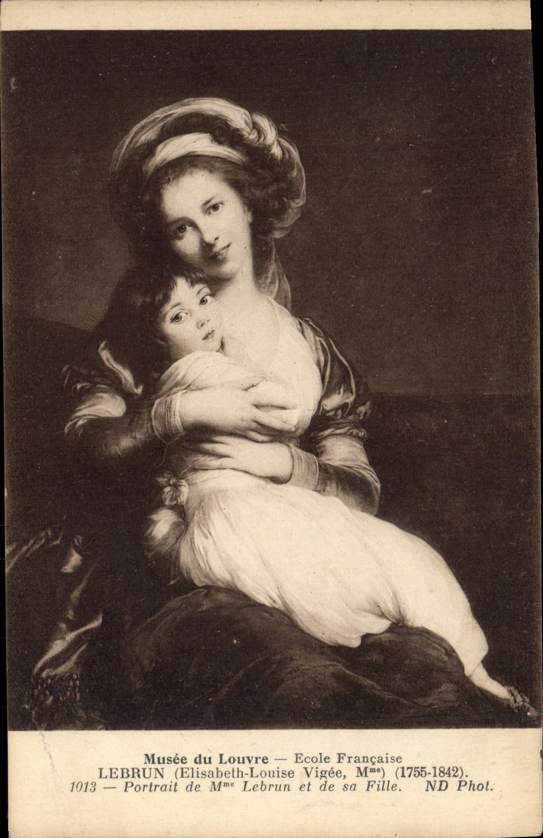 VINTAGE POSTCARD Museum of Louvre Lebrun Portrait of Mrs. Lebrun and her daughter