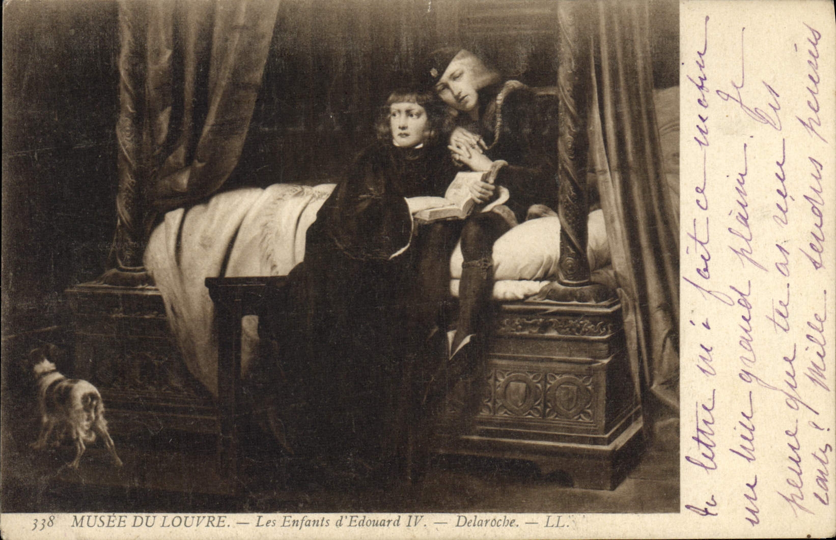 VINTAGE POSTCARD Museum of Louvre children of Edouard IV Delaroche