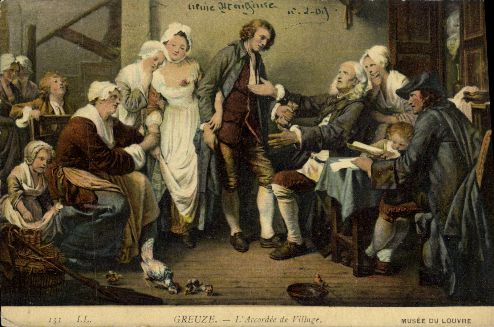 CPA Greuze L'accordee du village Musee du Louvre Paris 