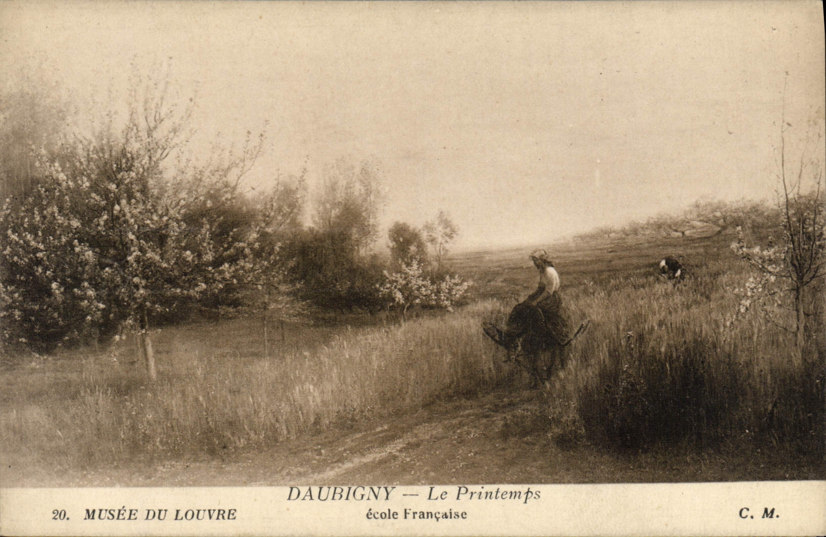 VINTAGE POSTCARD Daubigny spring Museum of Louvre Paris